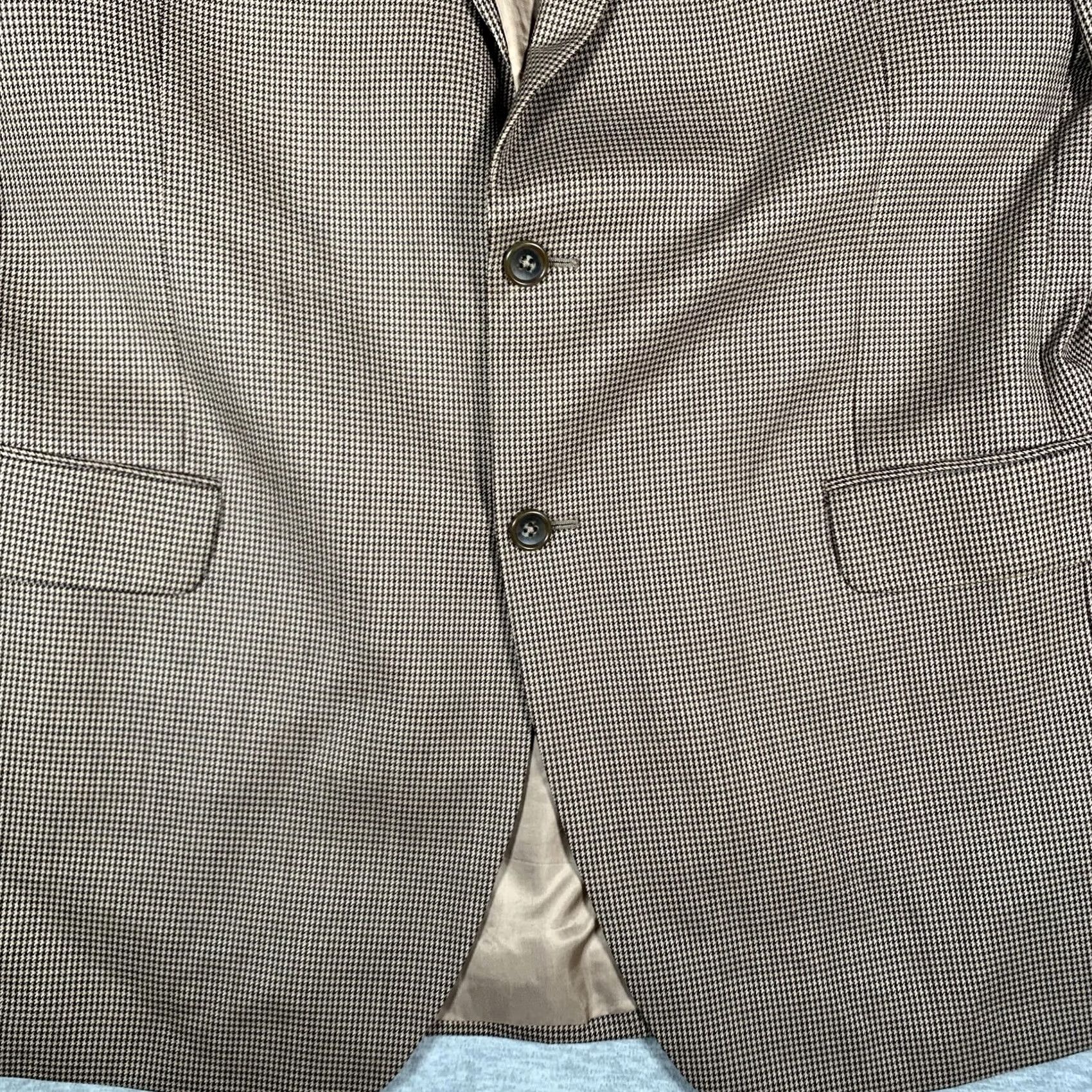 Jos. A. Bank Jos A Bank Mens 46 XL Brown Wool Houndstooth Sport Coat Jacket Signature Size US S / EU 44-46 / 1 - 4 Thumbnail