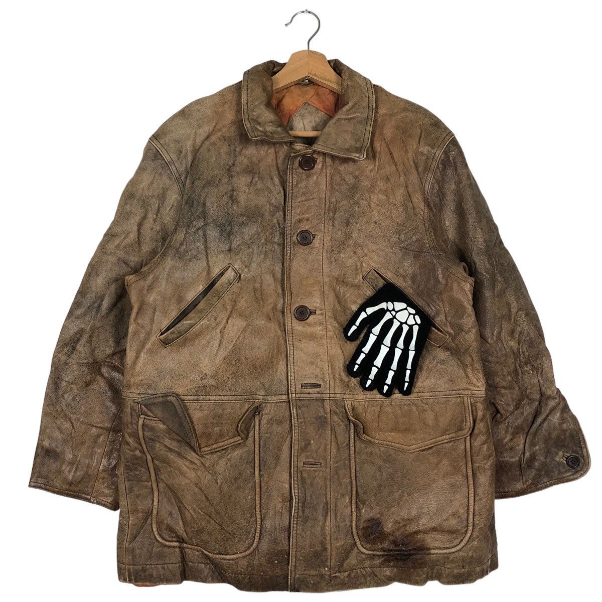 Japanese Brand 🔥90’s Vintage Leather Jacket Inspector Wear Cargo Pocket Size US M / EU 48-50 / 2 - 2 Thumbnail