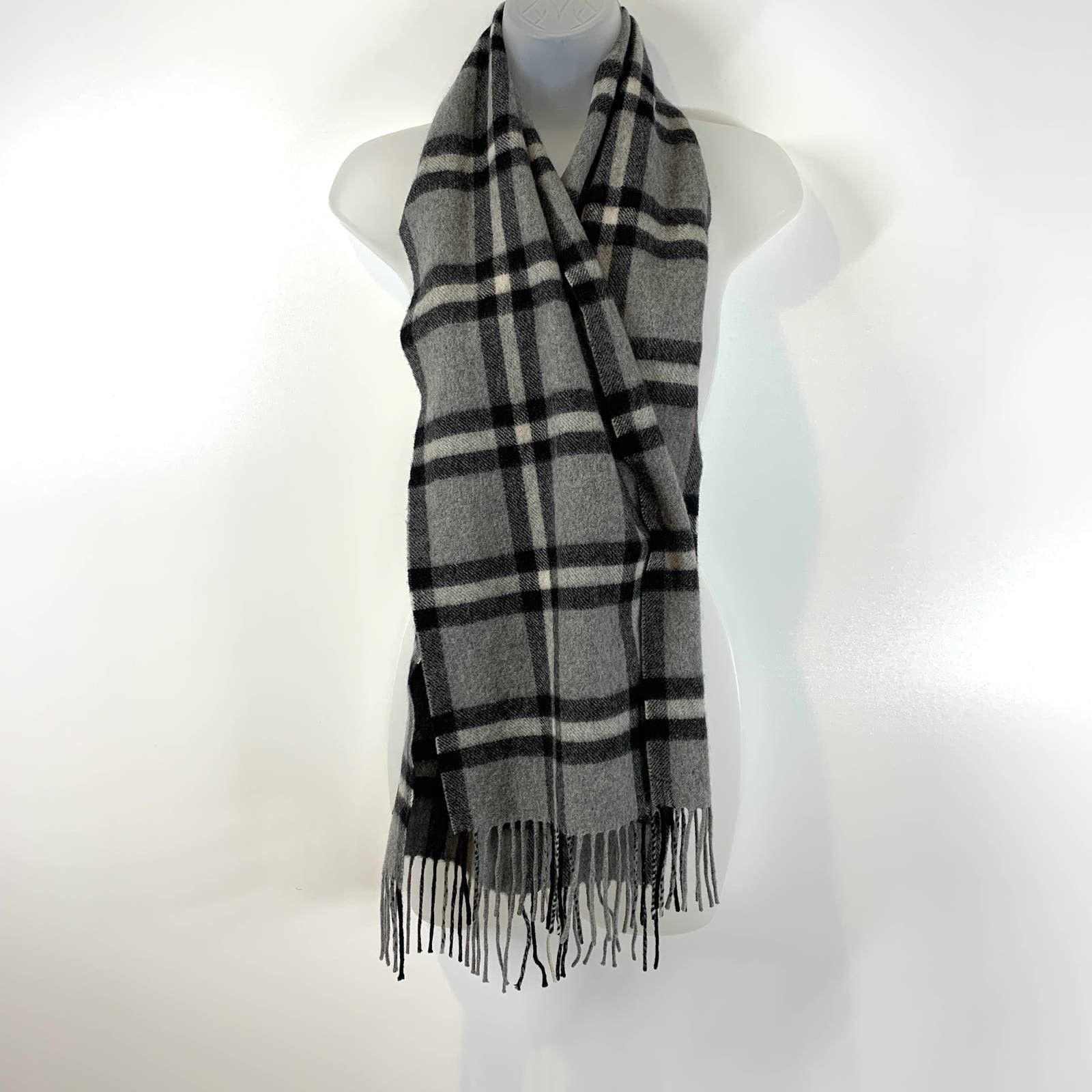 Other Elliot Mulryan Cashmere Plaid Gray Scarf Size ONE SIZE - 5 Thumbnail