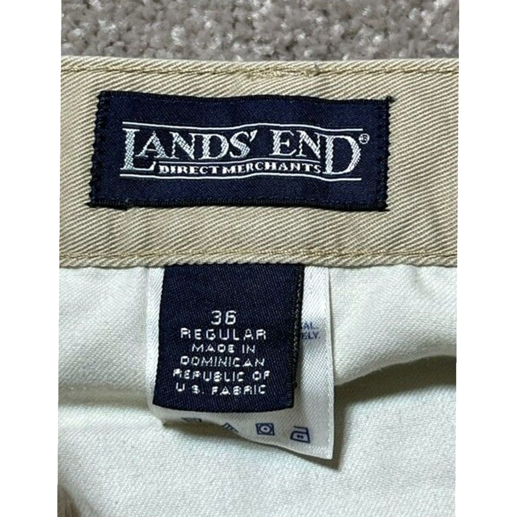 Lands' End Lands' End Chino Pants 36 Pleated Khaki Regular Men High Rise Comfortable Pockets Twill Workwear Casual Solid Inseam 32 Size US 36 / EU 52 - 6 Thumbnail