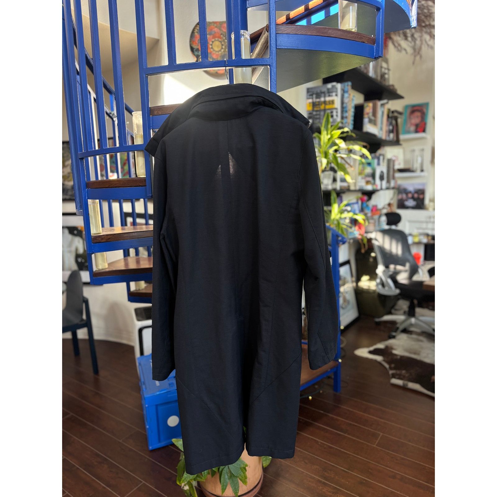 Helmut Lang Black Asymmetrical Zip Coat Size L