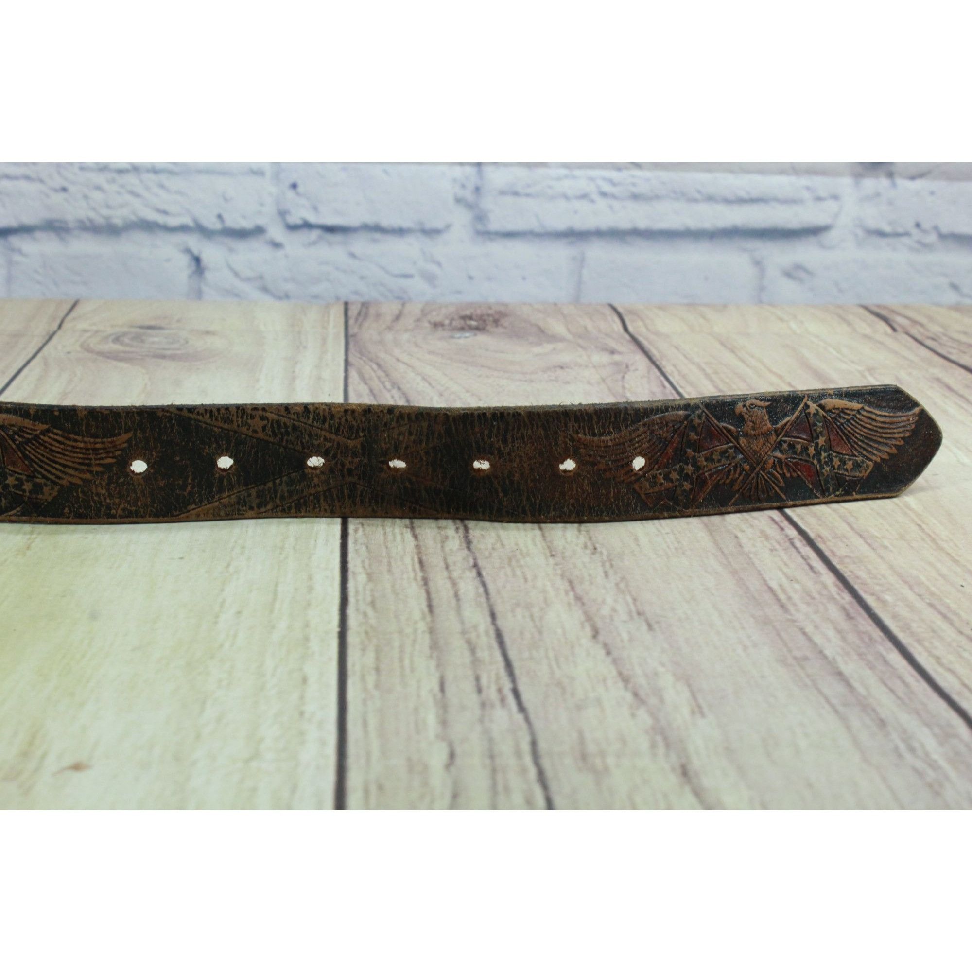 Other Earl & Revas Eagle Flag Embossed Leather Belt 47" Size 46 - 8 Thumbnail