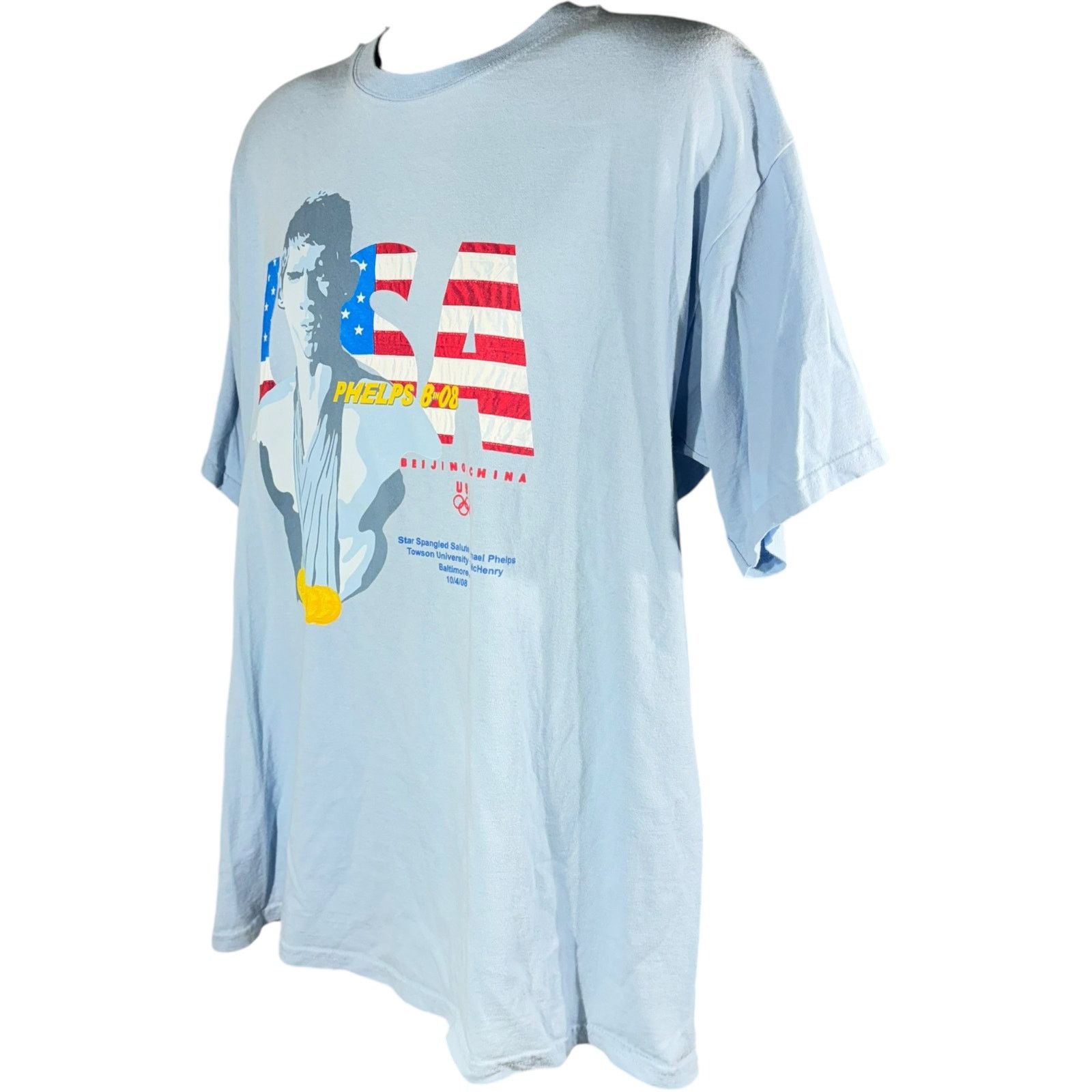 USA Olympics Vintage USA Olympics Michael Phelps Gold "8 in 08" Tee Size US XL / EU 56 / 4 - 3 Thumbnail