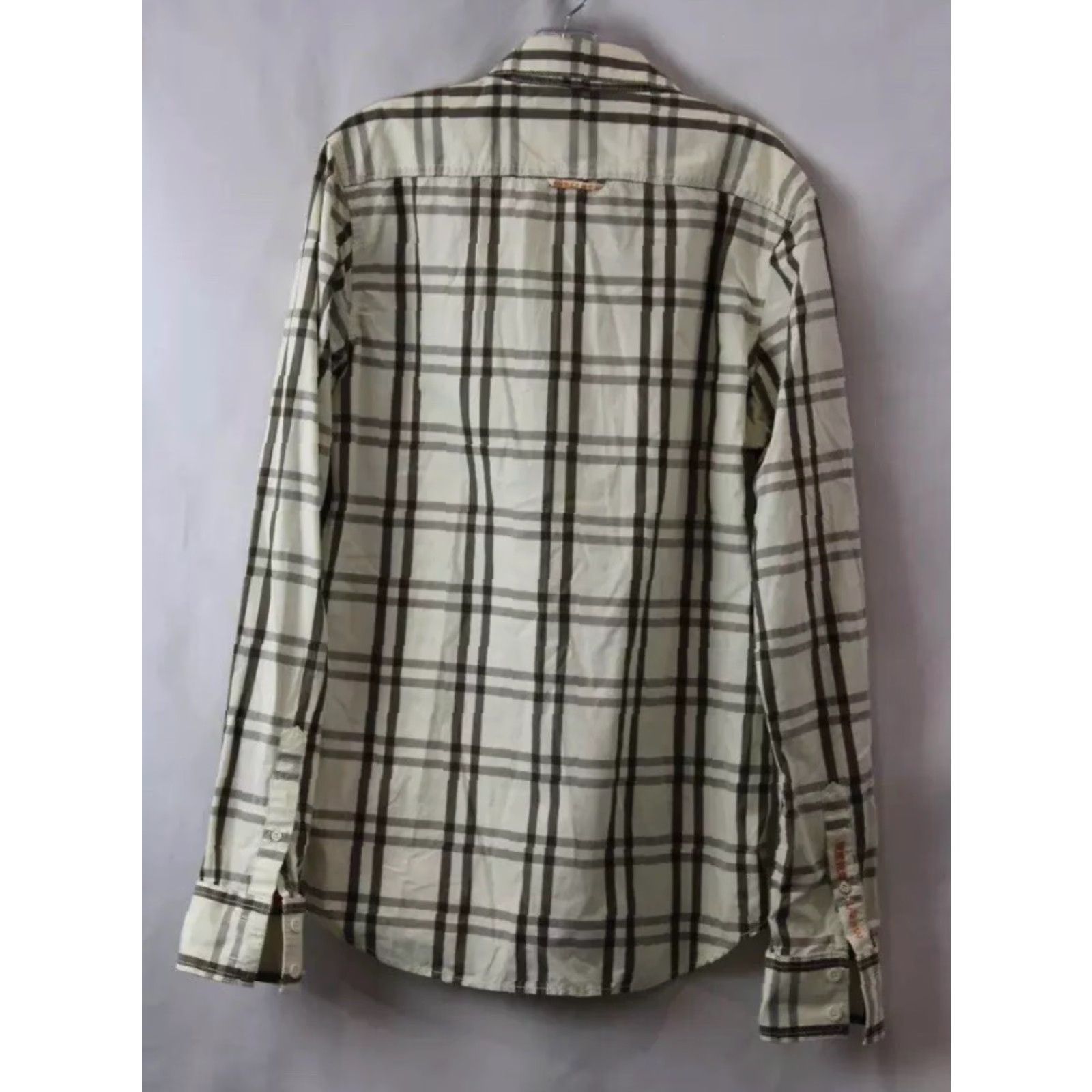 Superdry Superdry The Shirt Shop Men's Ivory & Brown Plaid Button Up Dress Shirt XL Size 46R - 2 Thumbnail