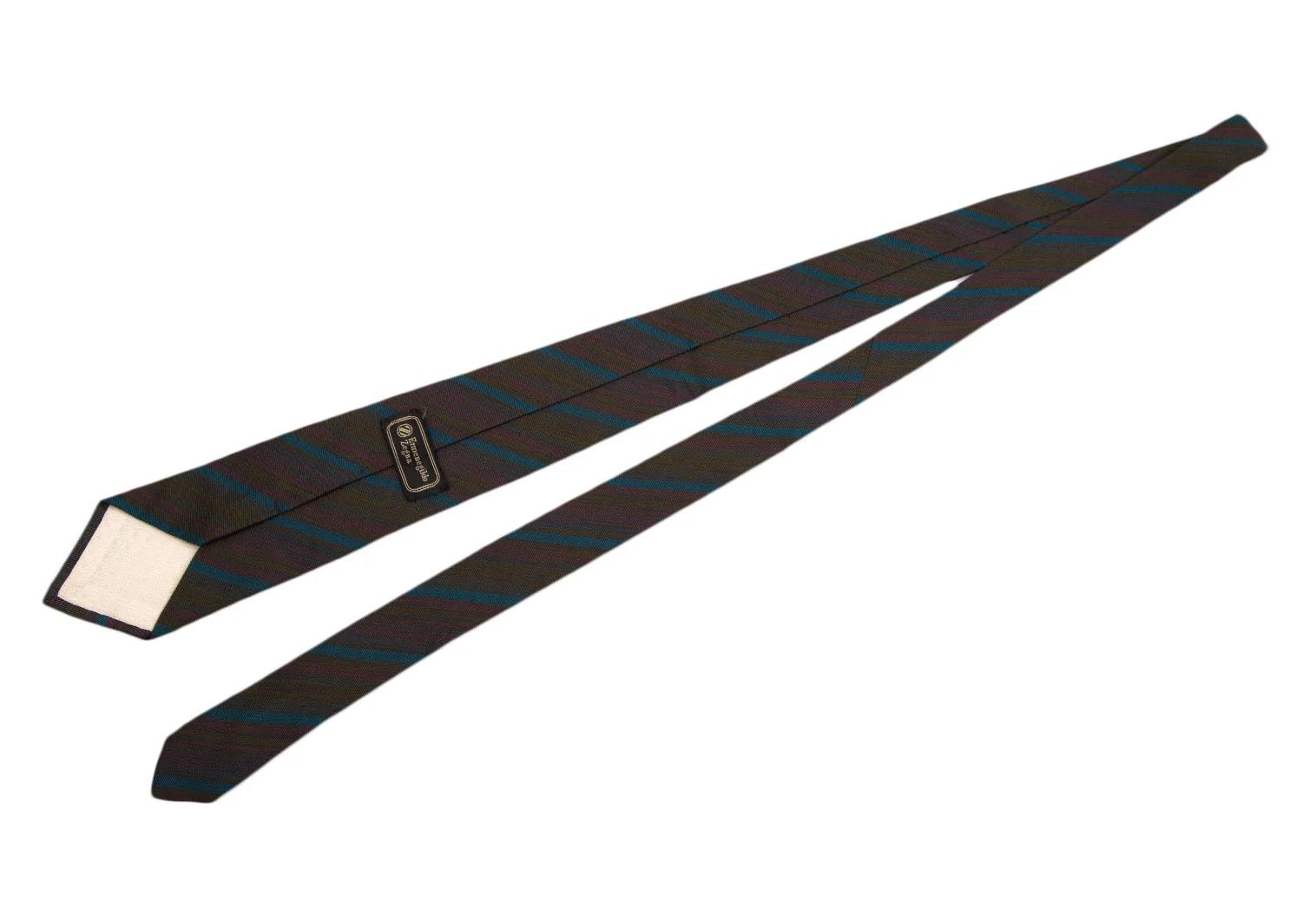 Dries Van Noten Silk Cotton Bias Stripe Tie in Khaki and Others Size ONE SIZE - 4 Thumbnail