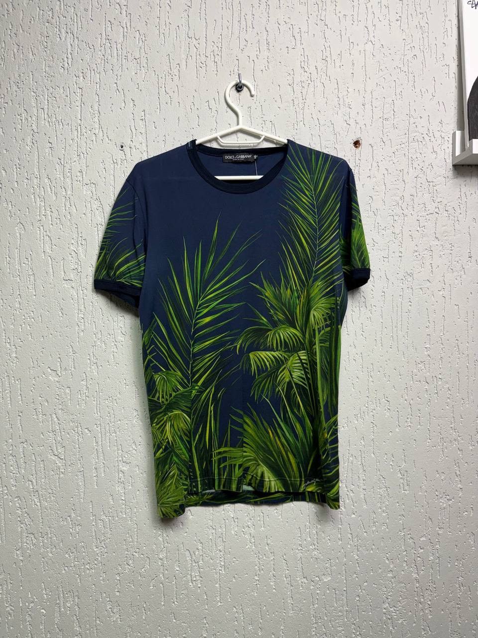 Dolce & Gabbana Dolce and Gabanna Blue t-shirt with green palm tree Size US M / EU 48-50 / 2 - 1 Thumbnail