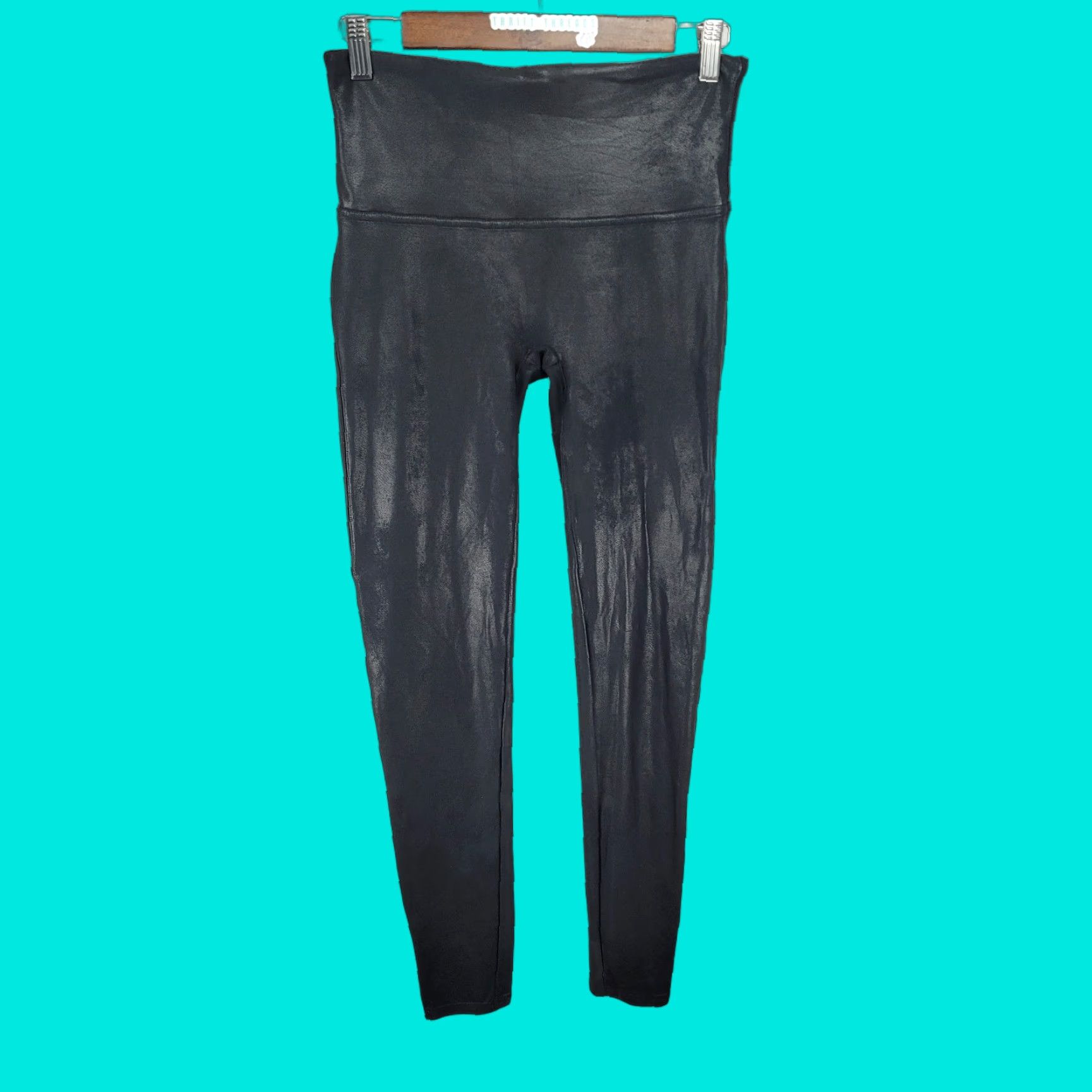 Spanx Spanx Leggings Black Faux Leather Shiny Mid Rise Ankle Pants L Womens Size 36" / US 14 / IT 50 - 1 Thumbnail
