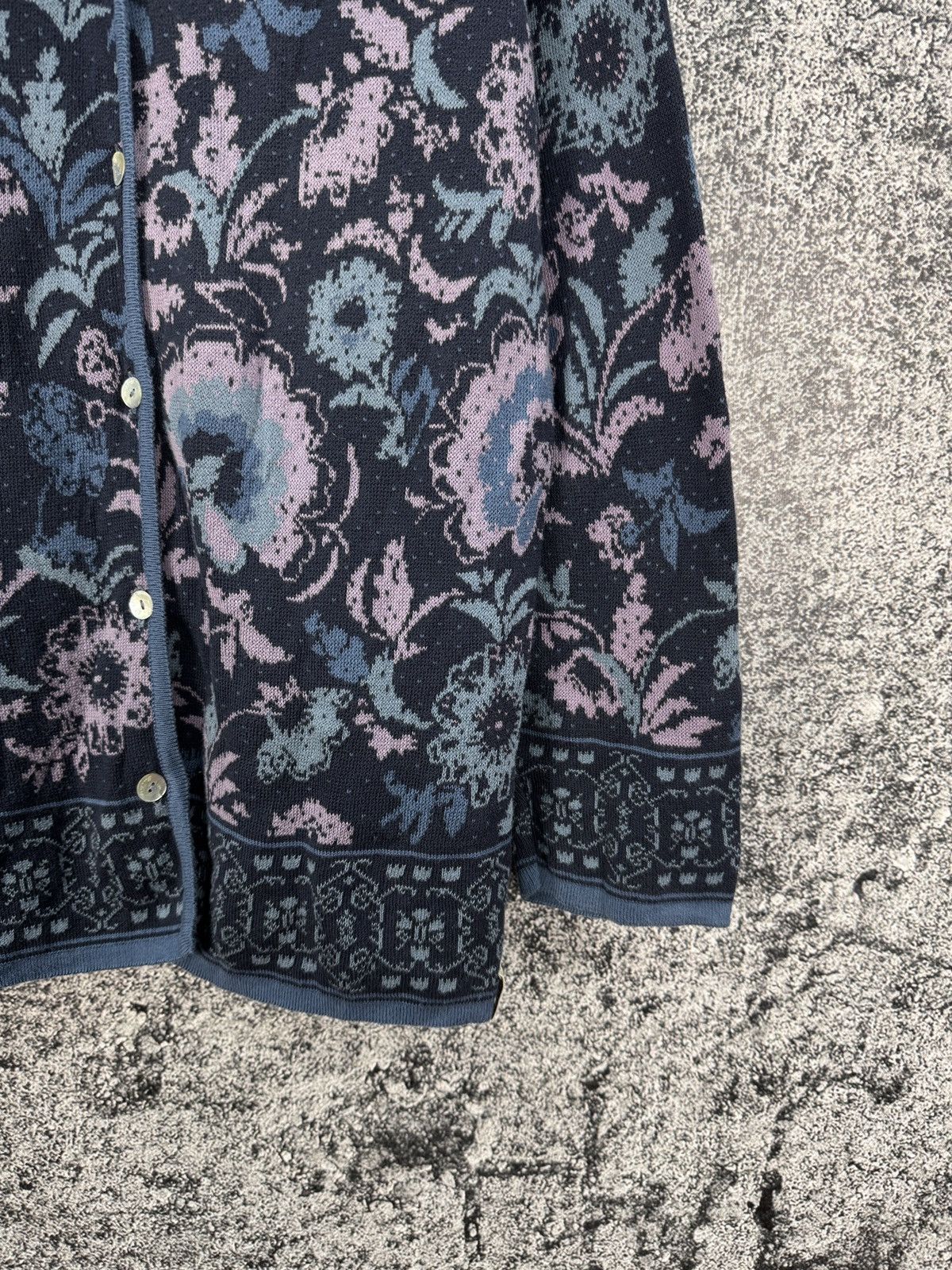 Other Deerberg Floral Cardigan Button Up Knit Sweater Blue Purple Size XL / US 12-14 / IT 48-50 - 4 Thumbnail