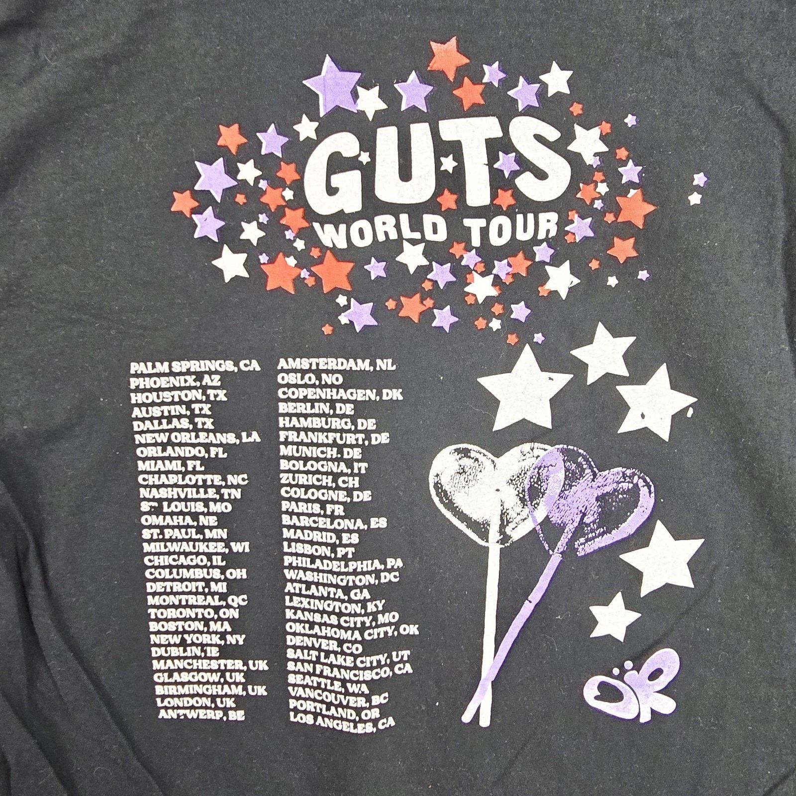 Fruit Of The Loom Olivia Rodrigo Guts World Tour Shirt Unisex XL Black Size US XL / EU 56 / 4 - 7 Thumbnail