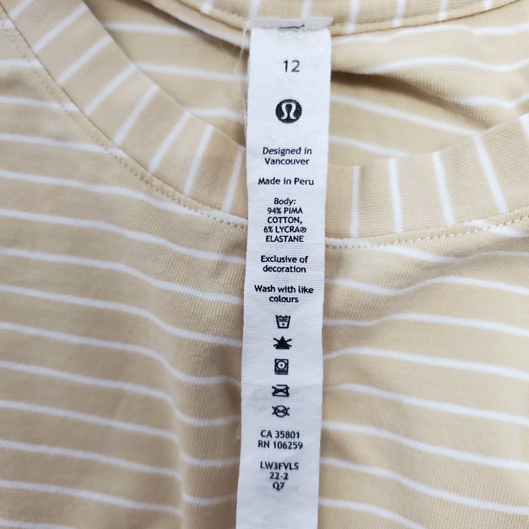 Lululemon VINTAGE Lululemon Top Women 12 Tan White Striped Crew Neck Short Sleeve Tee Shirt Casual Size XL / US 12-14 / IT 48-50 - 3 Thumbnail