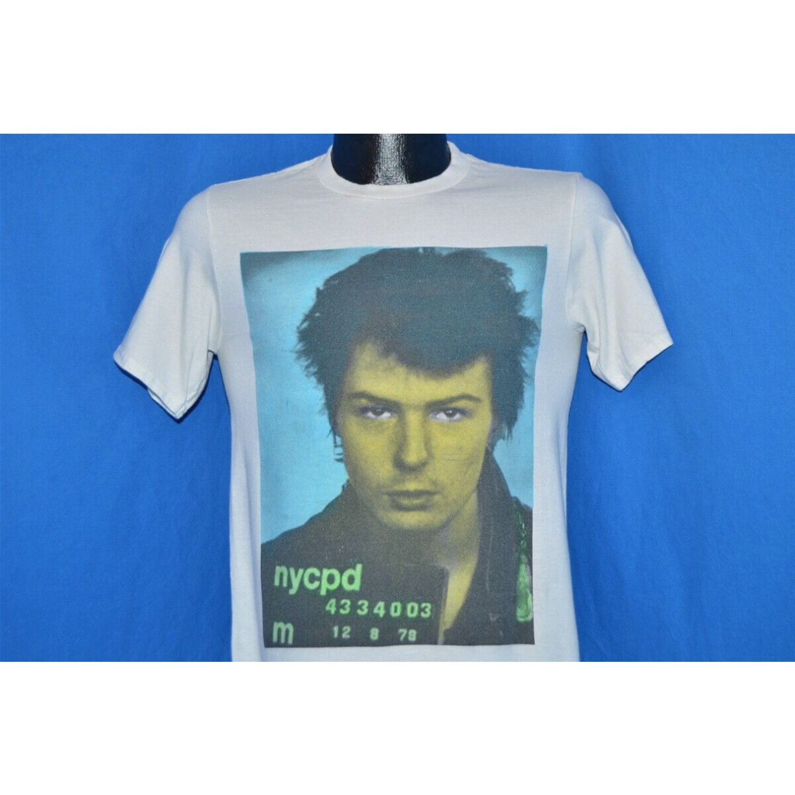 image of Boyy VTG 80's Sid Vicious Mug Shot Boy London Sex Pistols Seditionaries T-Shirt S in White (Size Sm