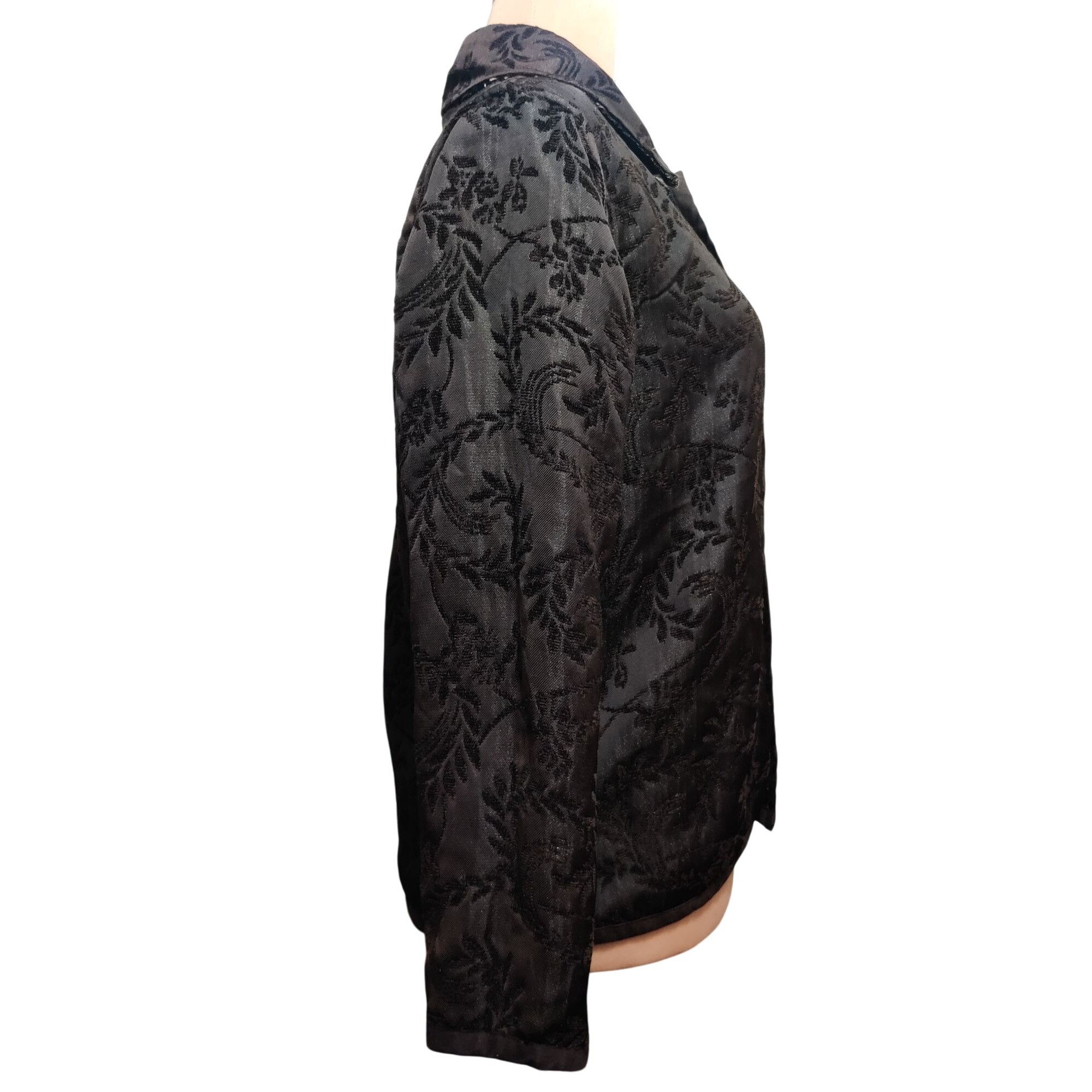 Vintage Womens L Jacket Reversible Jacquard Brocade Black Gold Blue Size L / US 10 / IT 46 - 10 Thumbnail