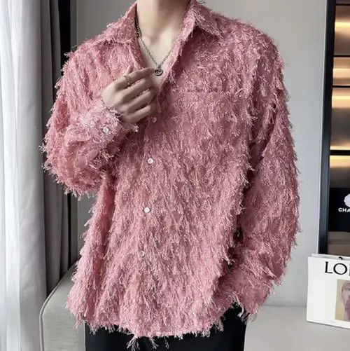 VIBE Elegant Splicing Tassel Button Up Shirt Size US L / EU 52-54 / 3 - 5 Thumbnail