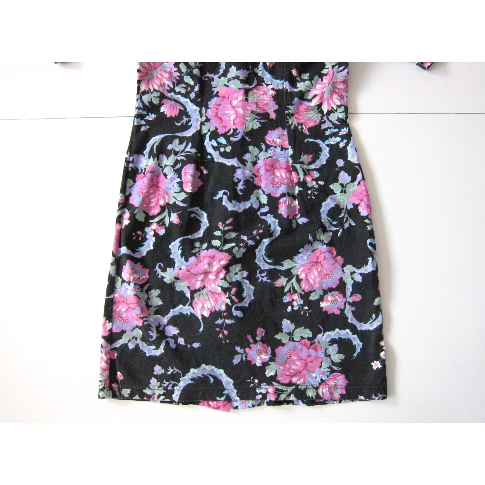 Pinko VINTAGE Jenifer V. Black Pink Green Floral Button Down Shift A-Line Dress Medium Size M / US 6-8 / IT 42-44 - 6 Thumbnail