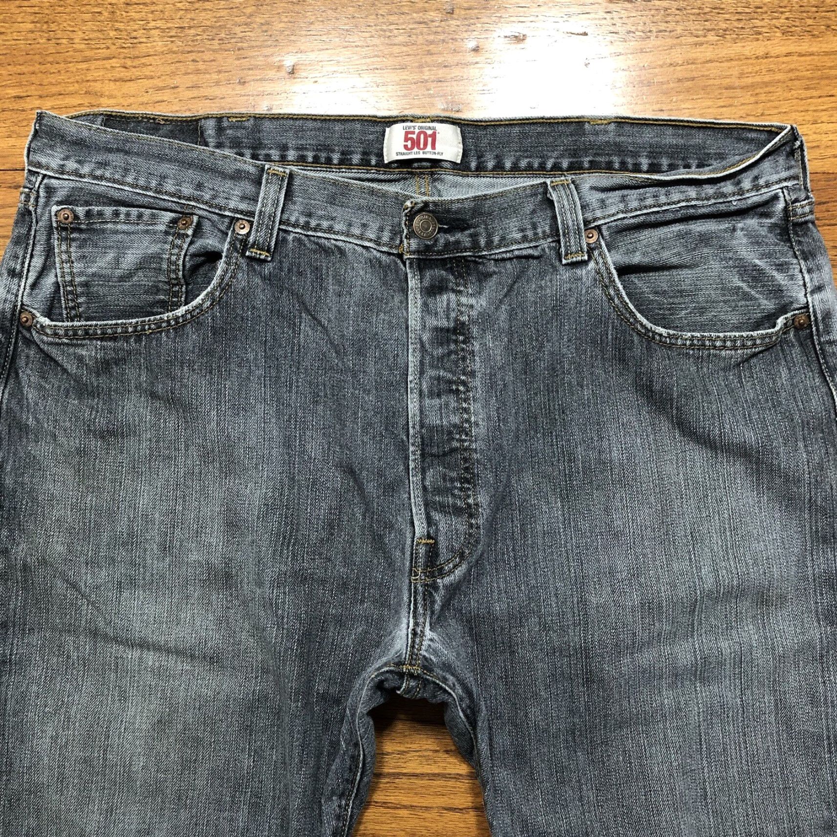 Levi's VINTAGE Levi's 501 Jeans Straight 38x29 Mens Gray Denim Button 5-Pocket Regular Cotton 90s USA 80s Size US 38 / EU 54 - 5 Thumbnail