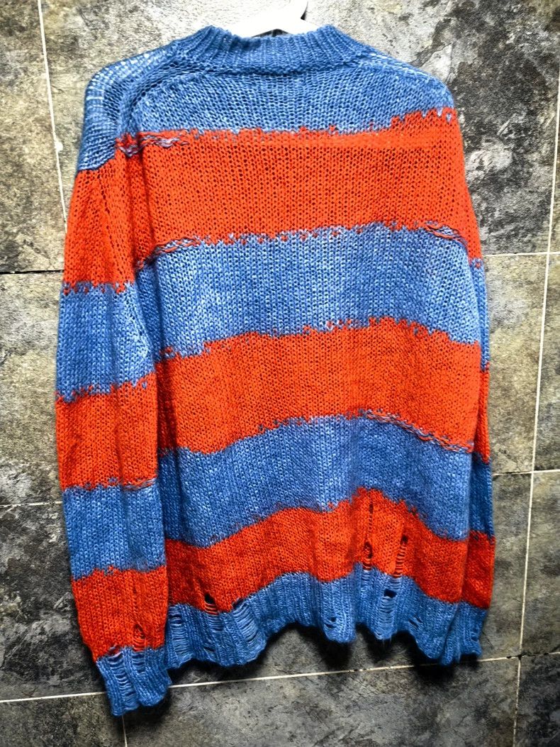 Acne Studios Acne Studios A red and blue color-blocked distressed sweat Size US XXS / EU 40 - 4 Thumbnail