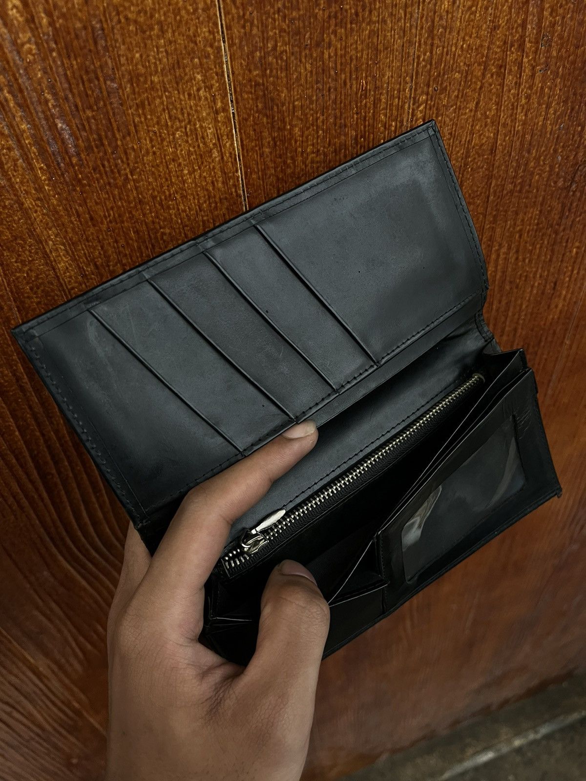 Jean Paul Gaultier Jean Paul Gaultier Metal Plate Long Wallet — Black Leather Size ONE SIZE - 5 Thumbnail