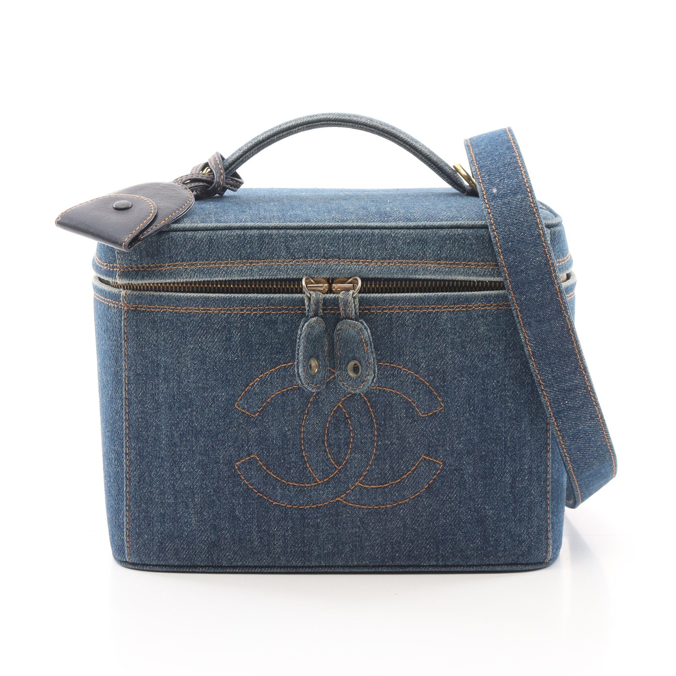 Chanel Chanel Coco Mark Handbag Vanity Bag Denim Indigo Blue Gold Hardware Size ONE SIZE - 1 Thumbnail