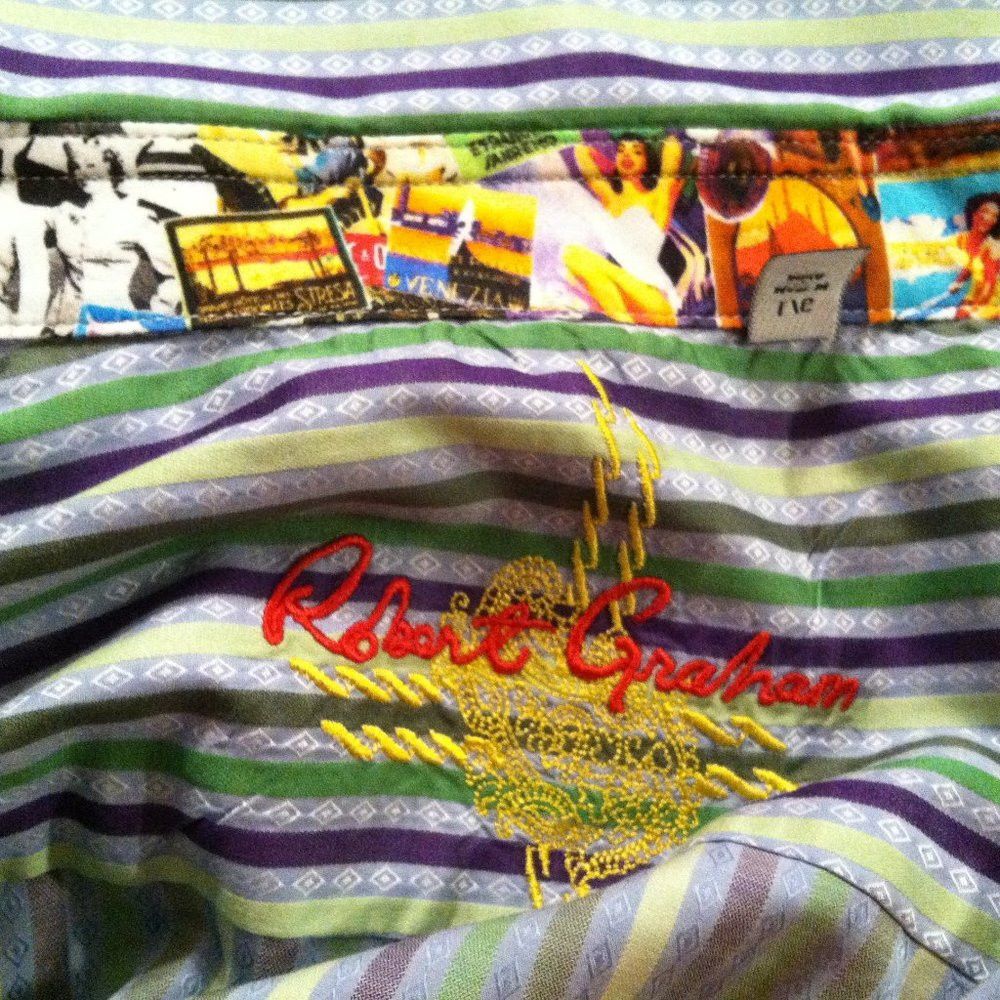 Robert Graham ROBERT GRAHAM MENS NEW MULTICOLOR 100%COTTON CASUAL SHIRT L Size US L / EU 52-54 / 3 - 13 Thumbnail