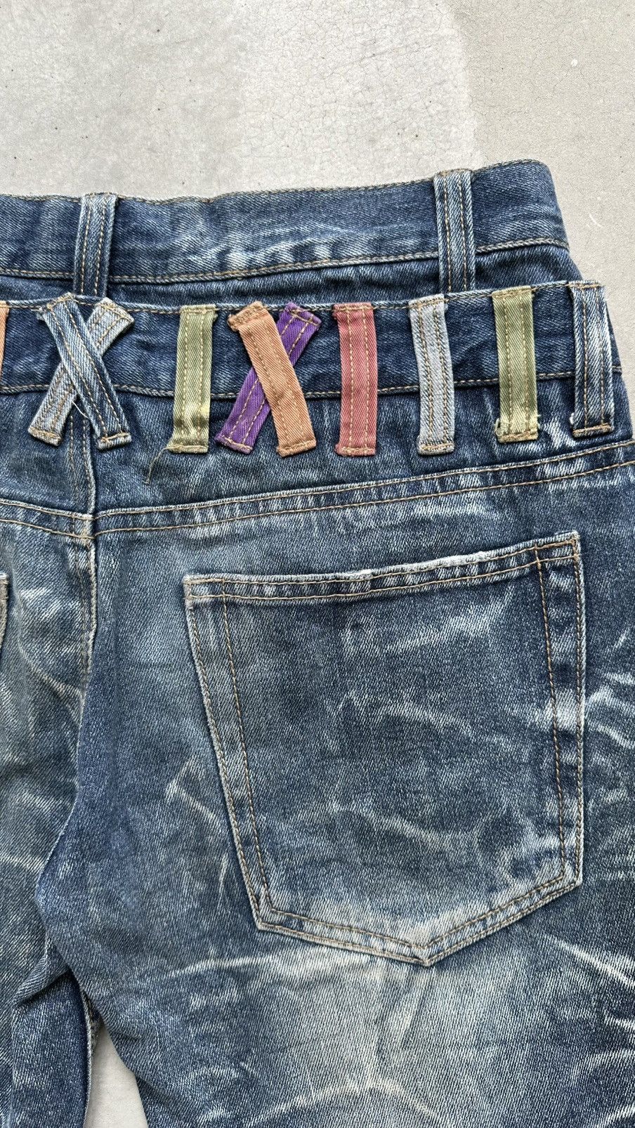 Japanese Brand VINTAGE NYLAUS DISTRESSED DOUBLE WAIST BONDAGE PUNK JEANS Size US 33 - 8 Thumbnail