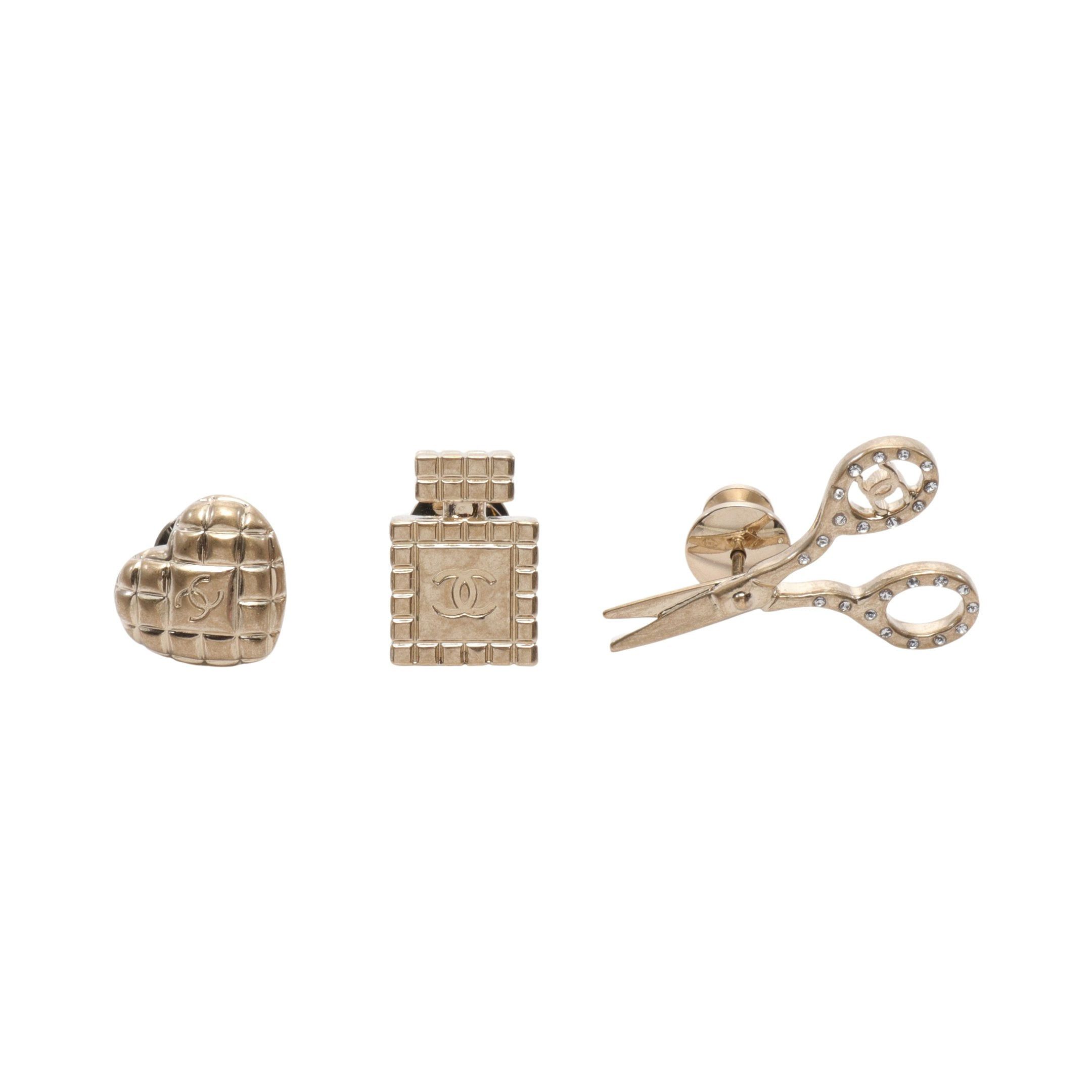 image of Chanel Pin Badge Brooch Gp Gold 3 Piece Set B21V, Women's