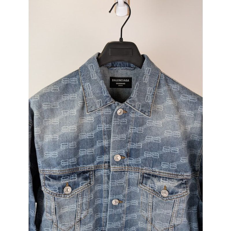 Balenciaga o1rshd1 Large Fit Denim Jacket in Blue Authentic Ring Size US M / EU 48-50 / 2 - 7 Thumbnail
