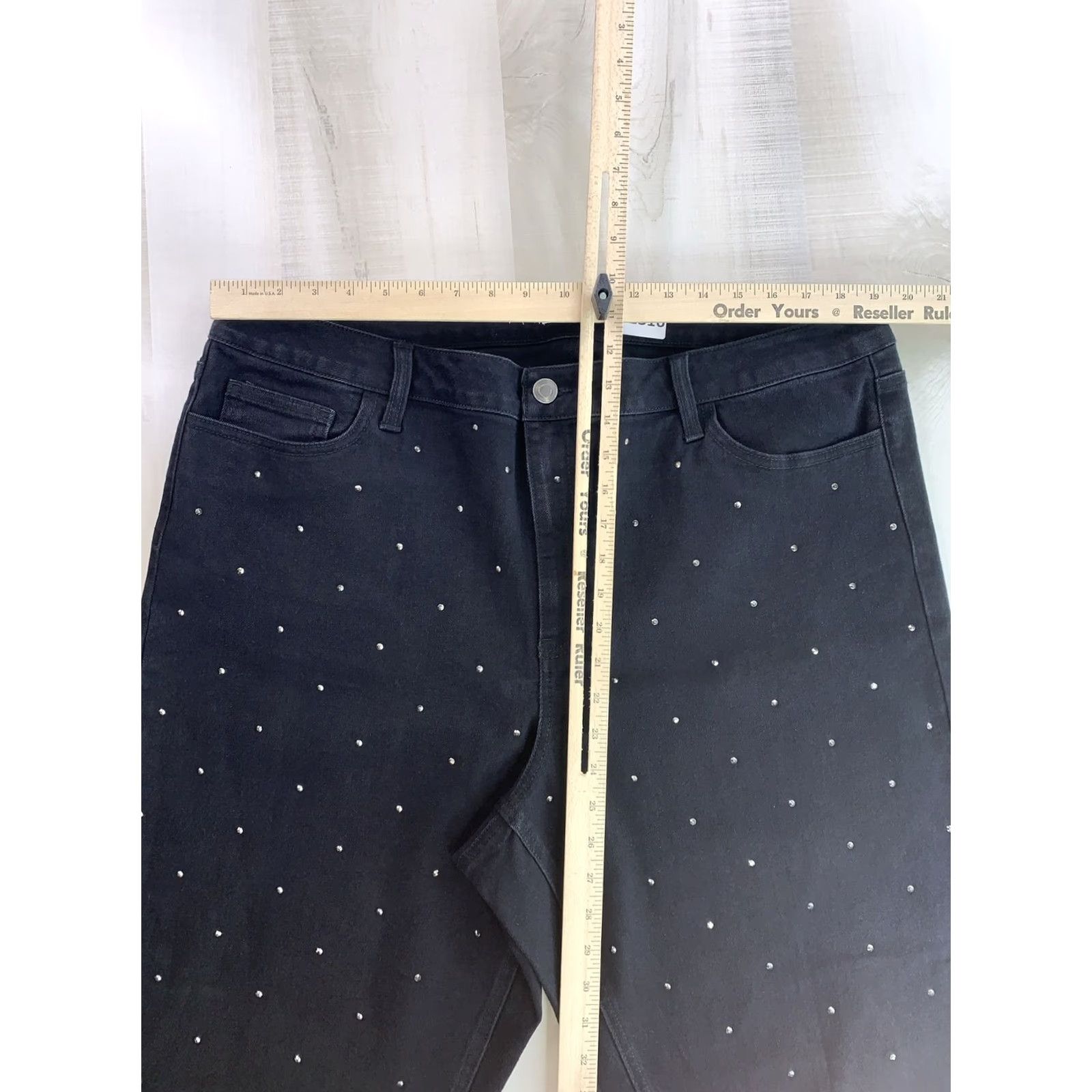 Vintage Intempo Womens Rhinestone Black Stretch Skinny Jeans Size 20-12316 Den... Size 42" / US 20 - 7 Thumbnail
