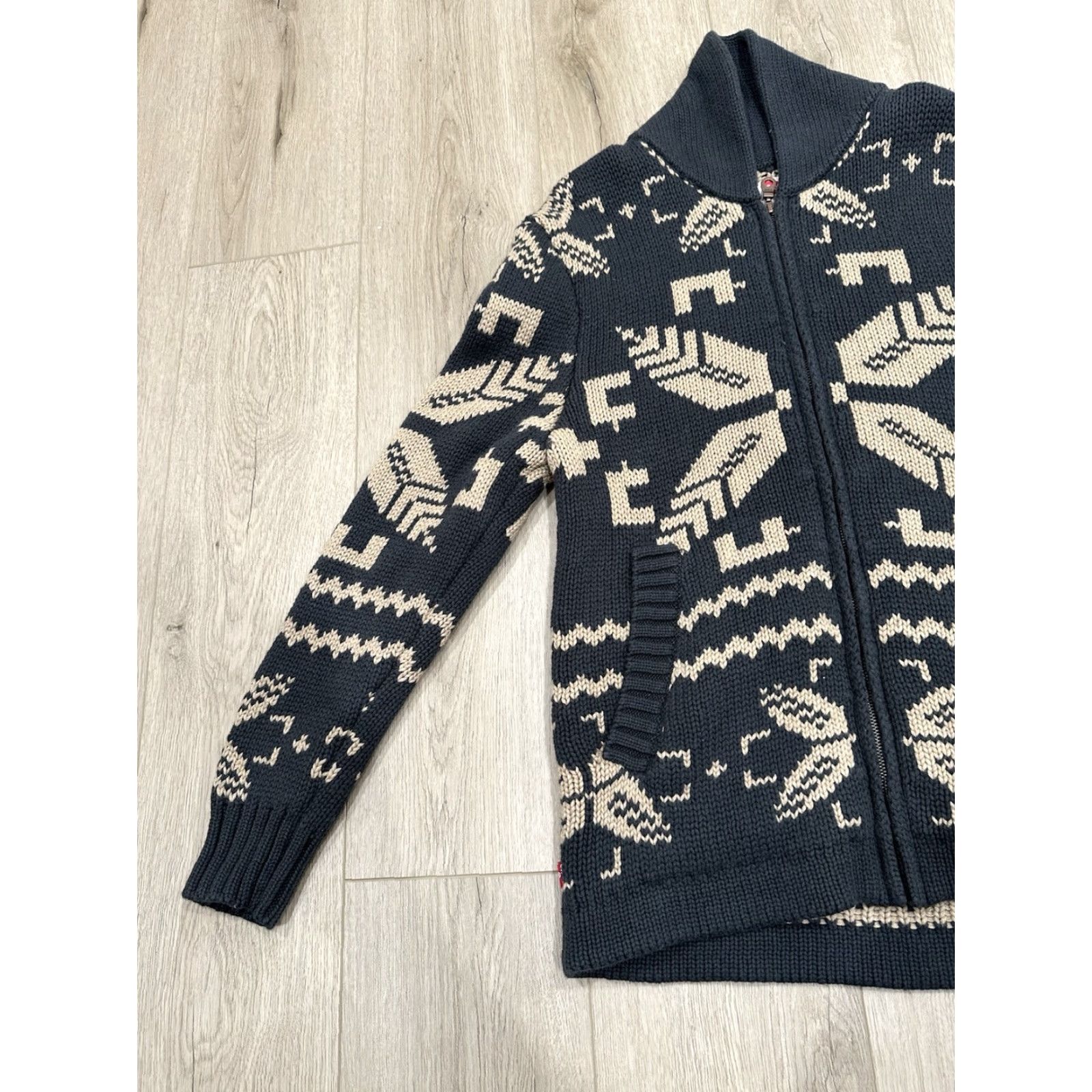 Levi's Levi’s Sweater Cardigan Women’s Medium Wool Blend Zip Multicolor Aztec Heavy Knit Fair Isle Casual Bohemian Pockets Size M / US 6-8 / IT 42-44 - 4 Thumbnail