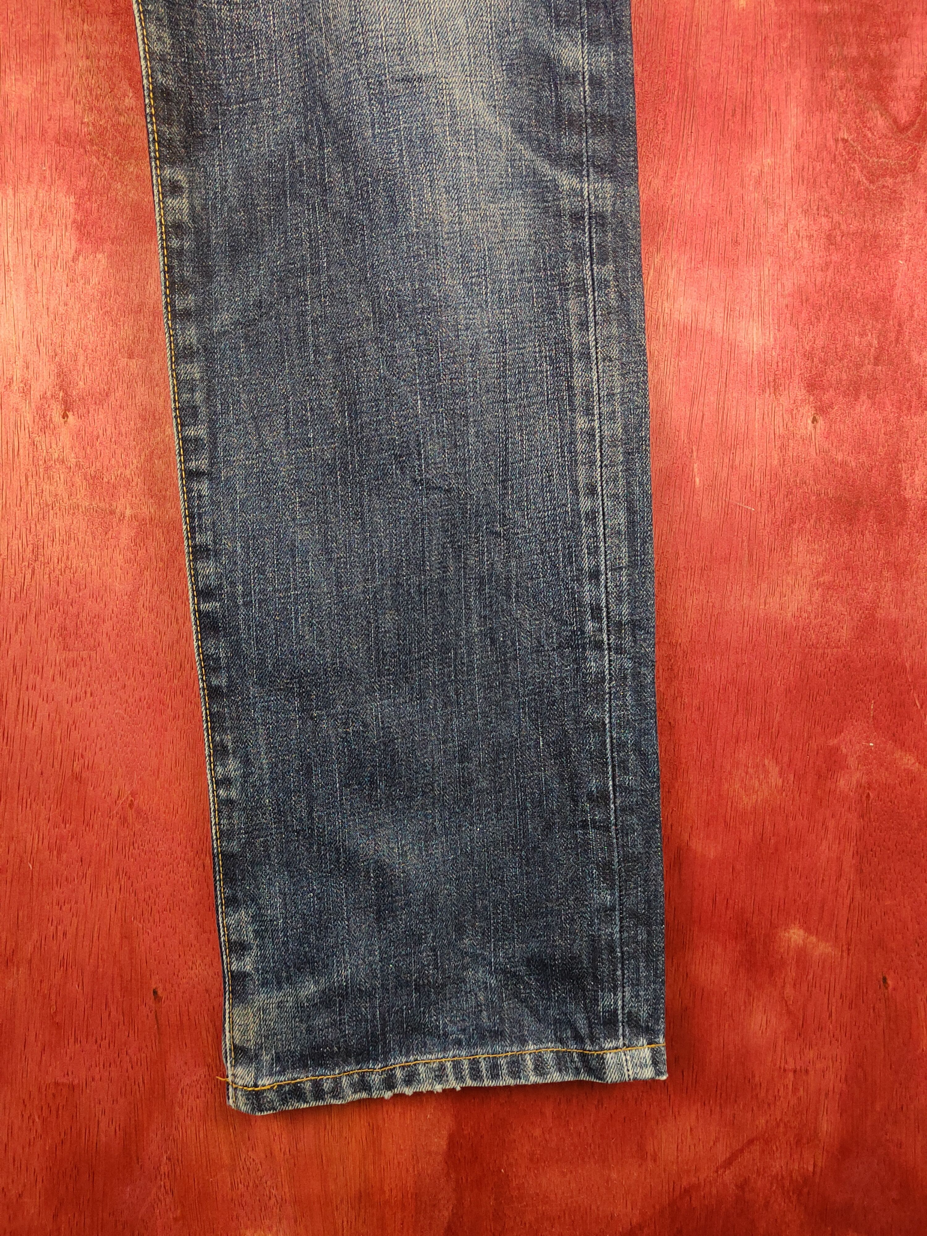 Japanese Brand Uniqlo Dark Blue Distressed Ripped Jeans #S1678 Size US 32 / EU 48 - 7 Thumbnail