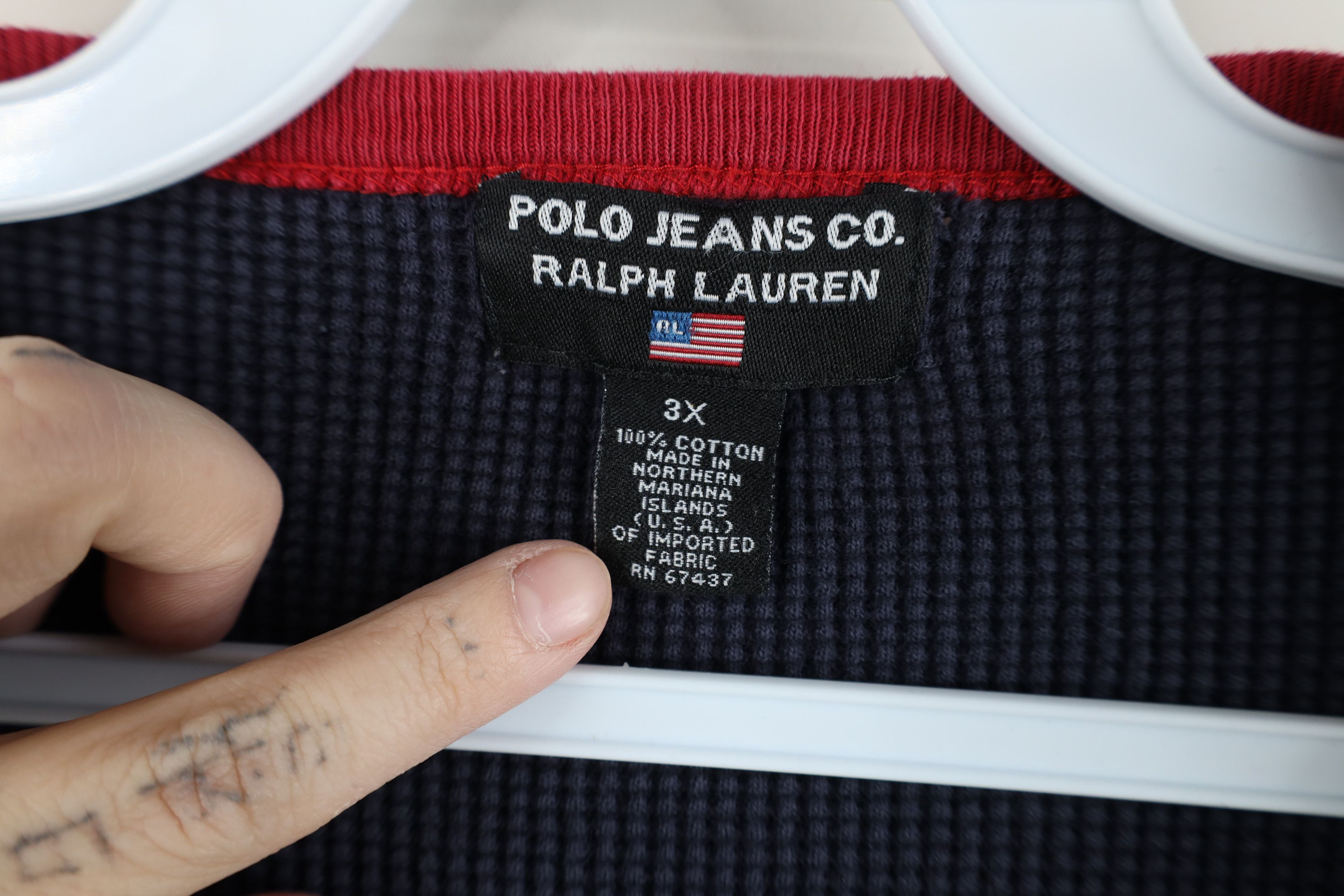 Ralph Lauren Vintage 90s Ralph Lauren Thermal Waffle Knit T-Shirt Blue Size US XXL / EU 58 / 5 - 11 Thumbnail