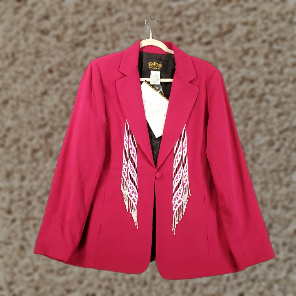 Bob Mackie VINTAGE Bob Mackie Wearable Art Blazer Jacket Womens M Pink Embroidered NWT Size M / US 6-8 / IT 42-44 - 1 Thumbnail