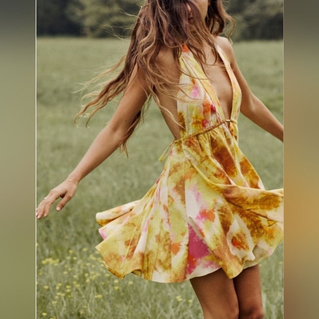 Zara NWT Zara Yellow & Pink Tie Dye Short Dress Size XS / US 0-2 / IT 36-38 - 1 Thumbnail