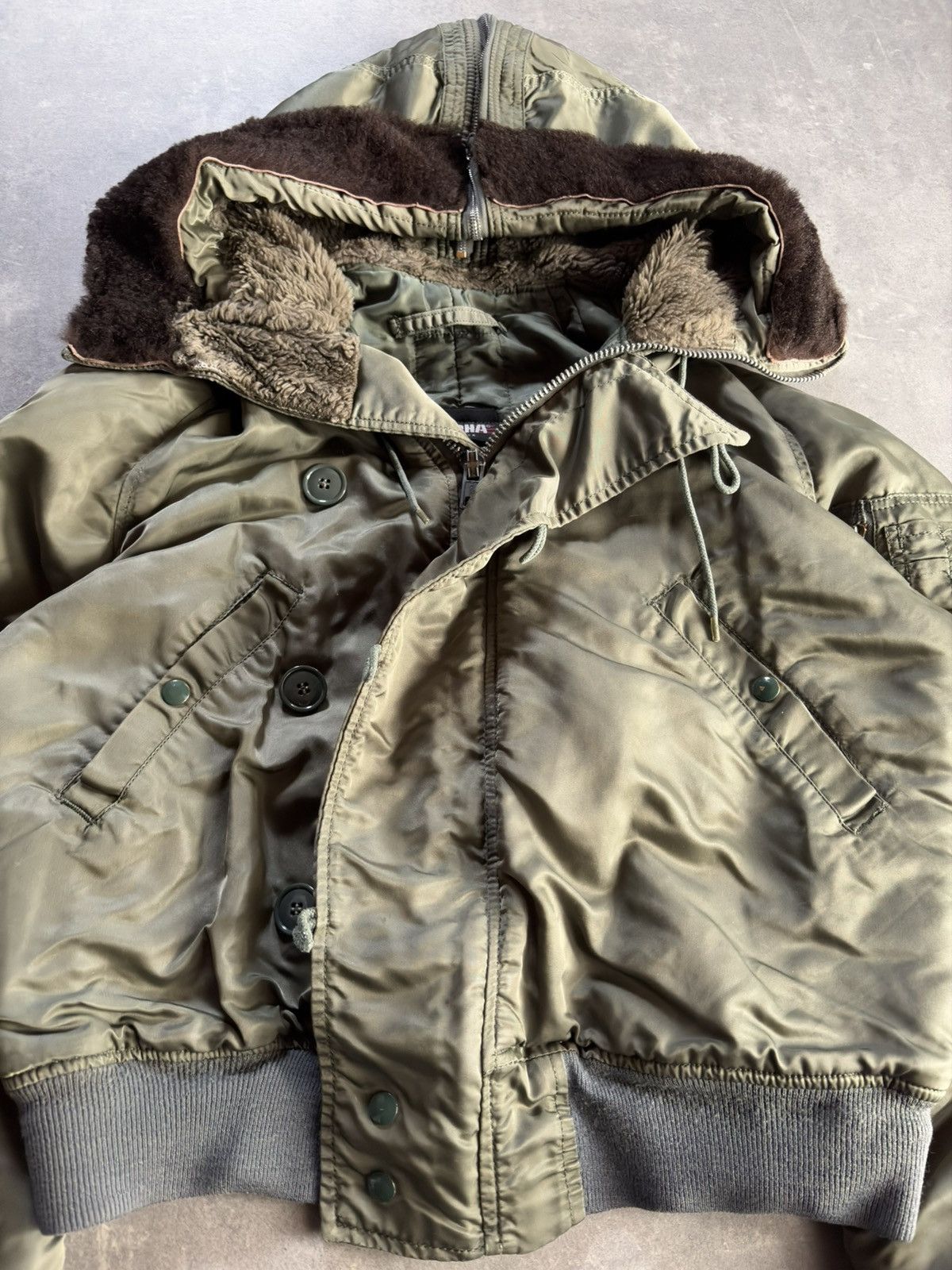 Alpha Industries 80s/90s Alpha Industries N-2B Hooded Vintage Bomber Jacket L Size US XL / EU 56 / 4 - 9 Thumbnail