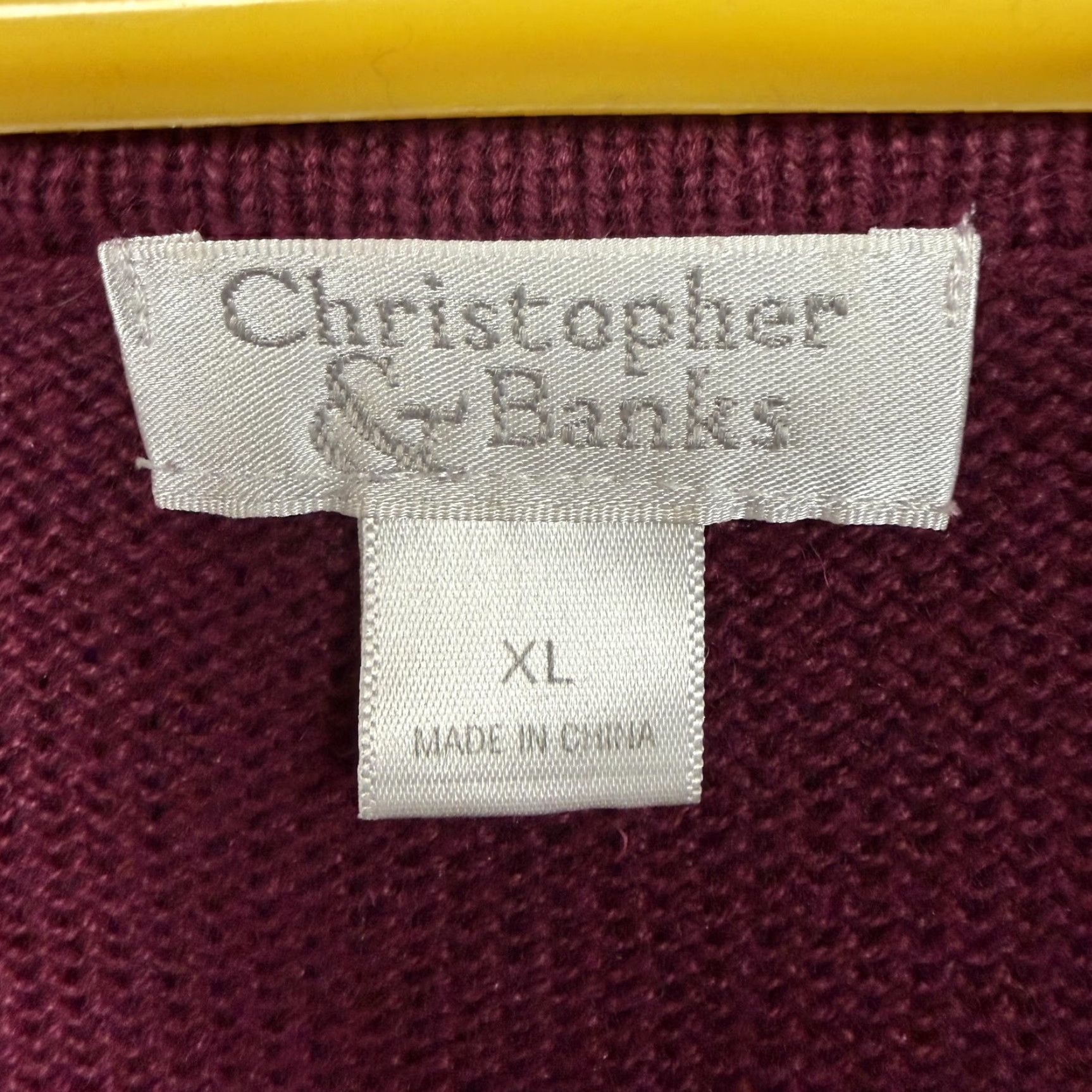 Vintage VTG Christopher & Banks Cardigan Womens XL Burgundy 90s Autumn Leaf Embroidered Knit Sweater V-Neck Casual L/S Size XL / US 12-14 / IT 48-50 - 5 Thumbnail