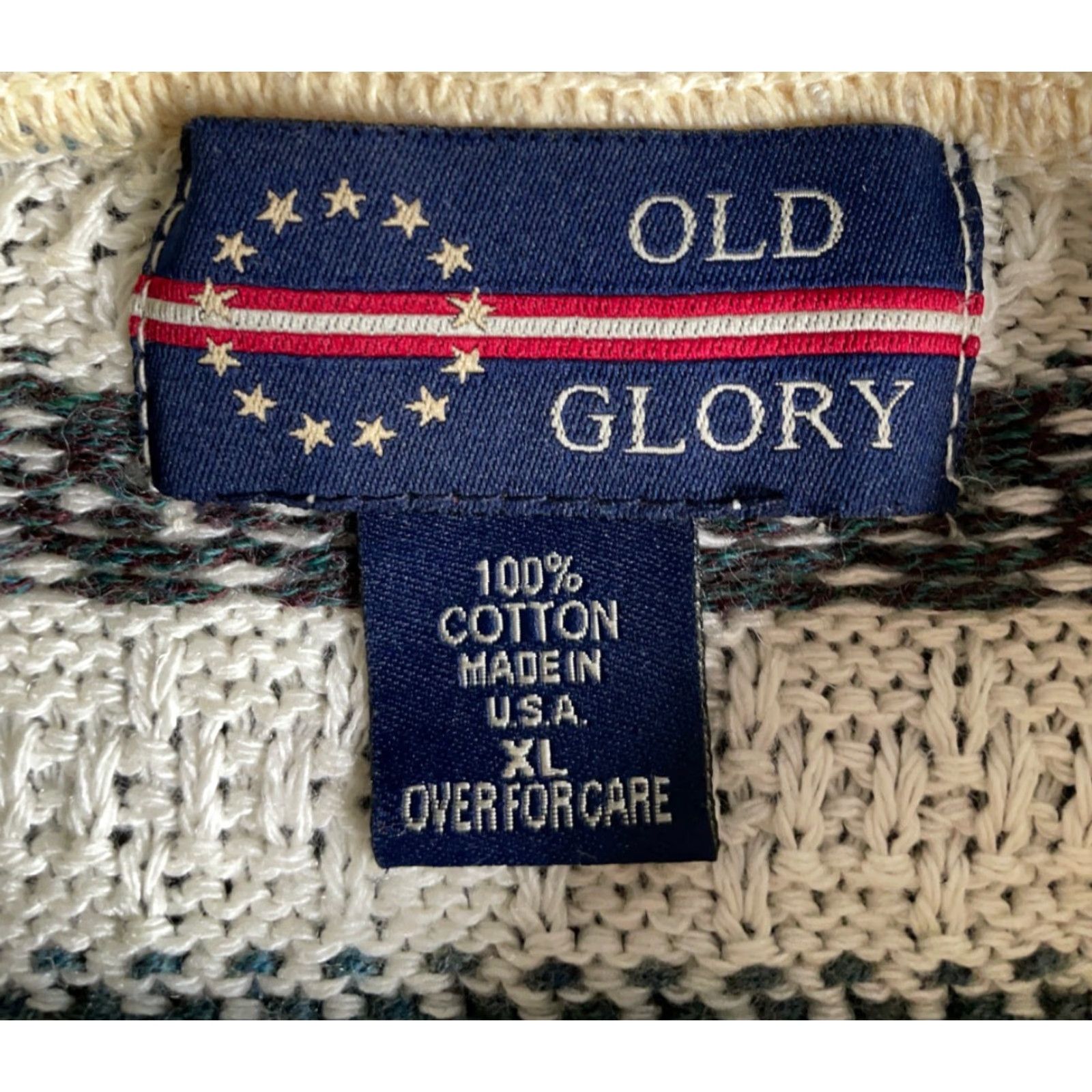 Vintage VINTAGE Old Glory Sweater Men's XL Ivory Fair Isle Crewneck Chunky-Knit Cotton Knit VTG 90s Size US XL / EU 56 / 4 - 3 Thumbnail