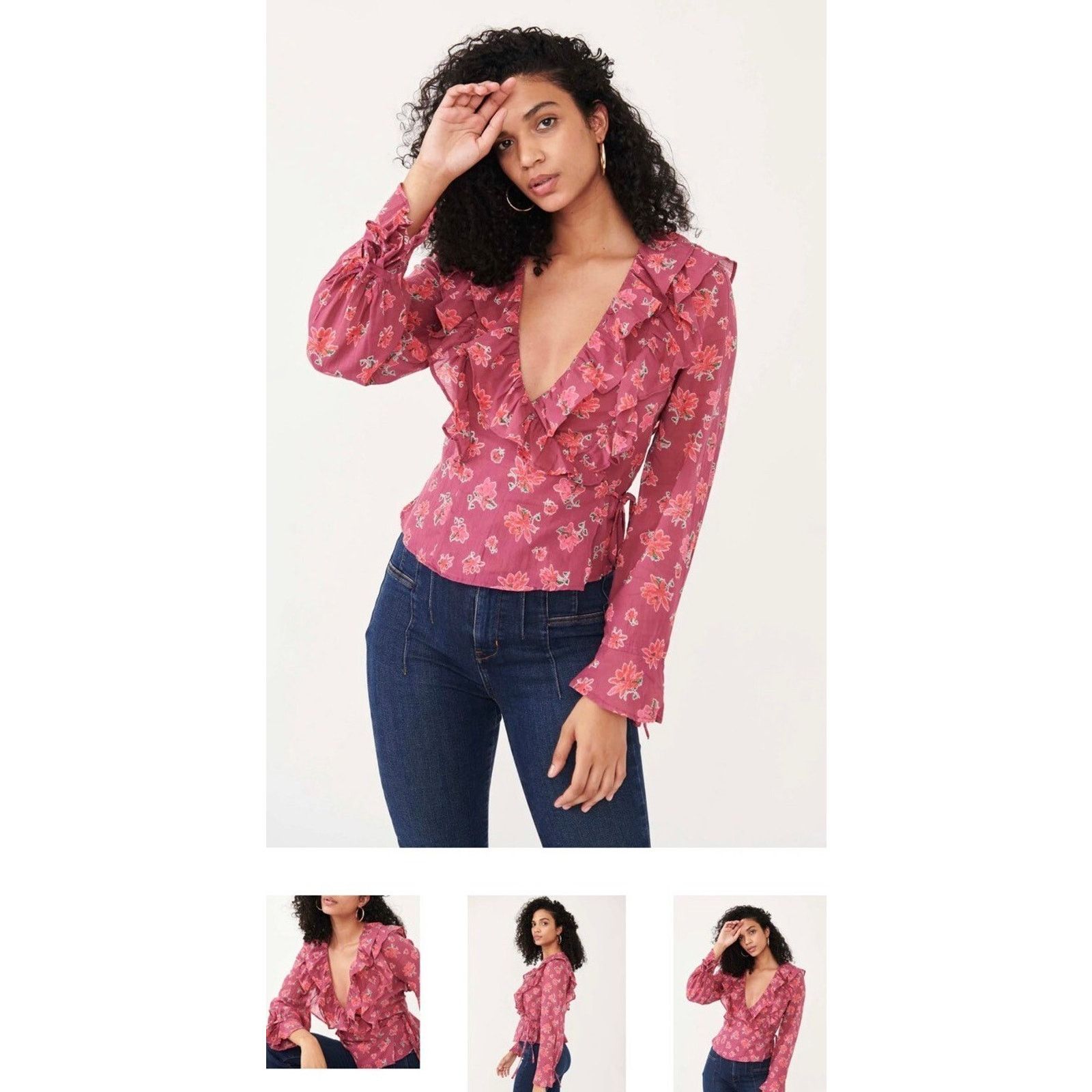 Free People Free People Amanda Women Wrap Top Sultry Comb Size M A002072 Size M / US 6-8 / IT 42-44 - 2 Thumbnail