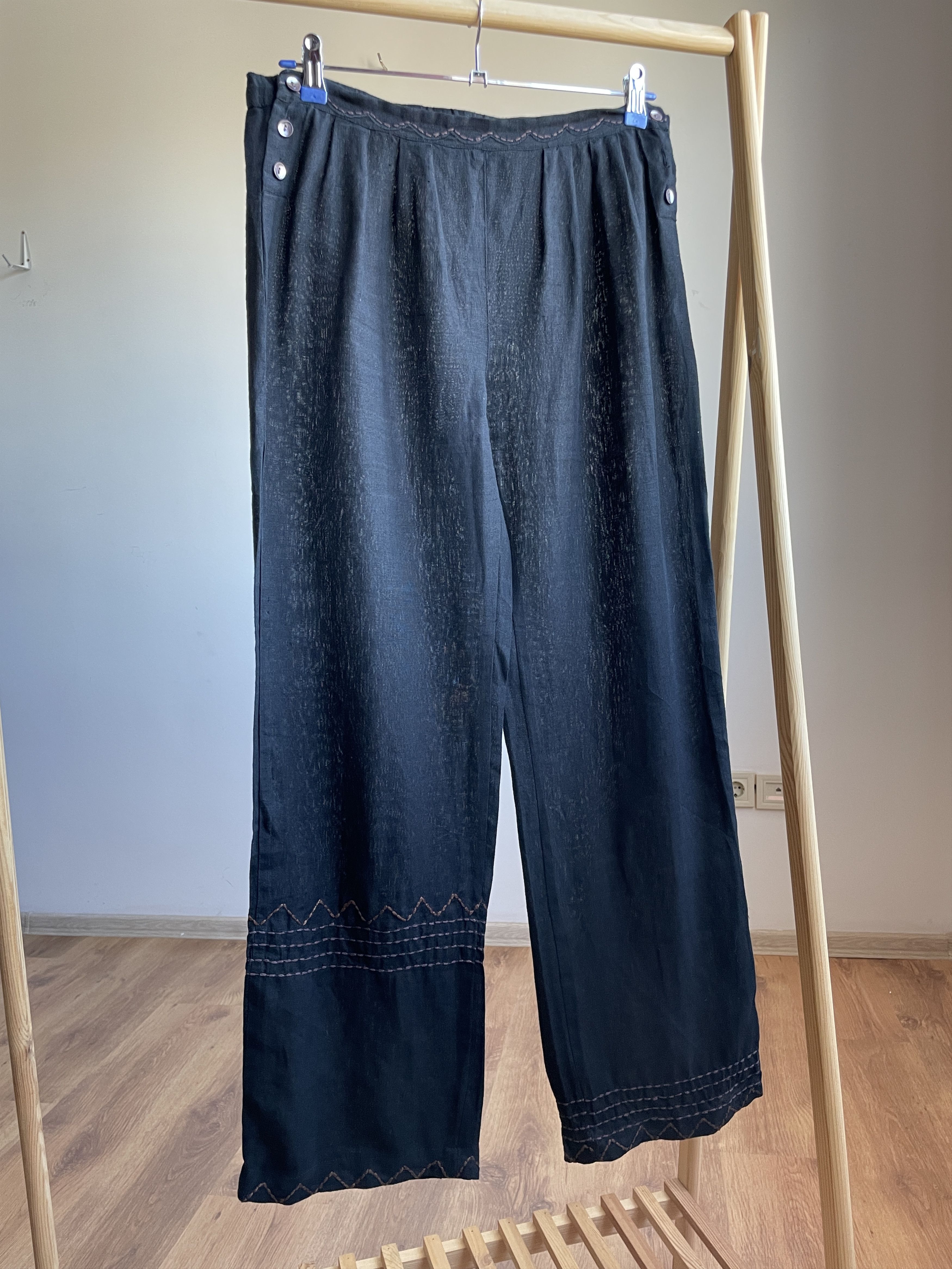 Gudrun Sjoden Womens Linen Wide Leg Pants Size M