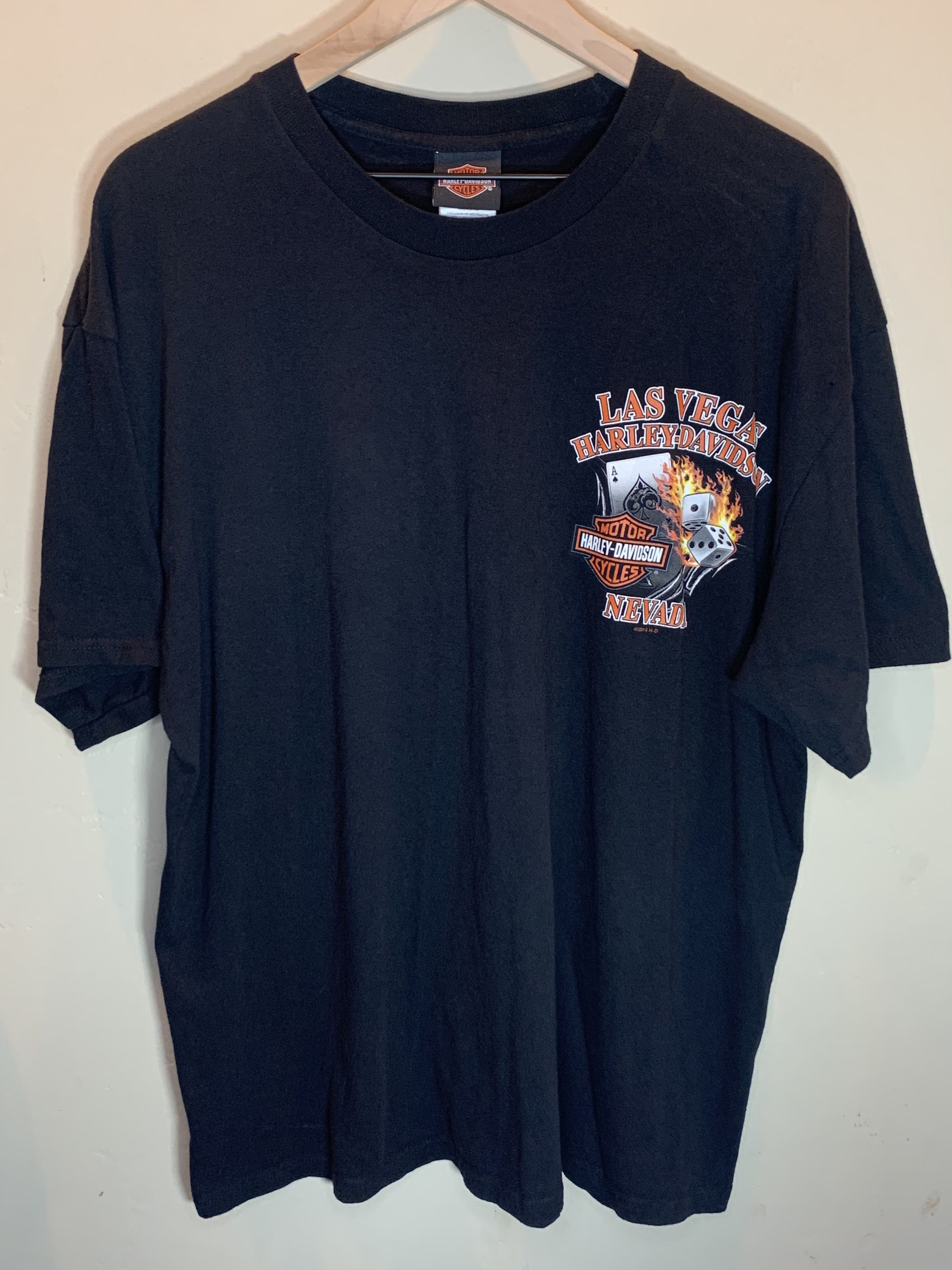 Harley Davidson *RARE* Harley Davidson Flaming Dice Las Vegas Biker T-Shirt Size US XL / EU 56 / 4 - 2 Thumbnail