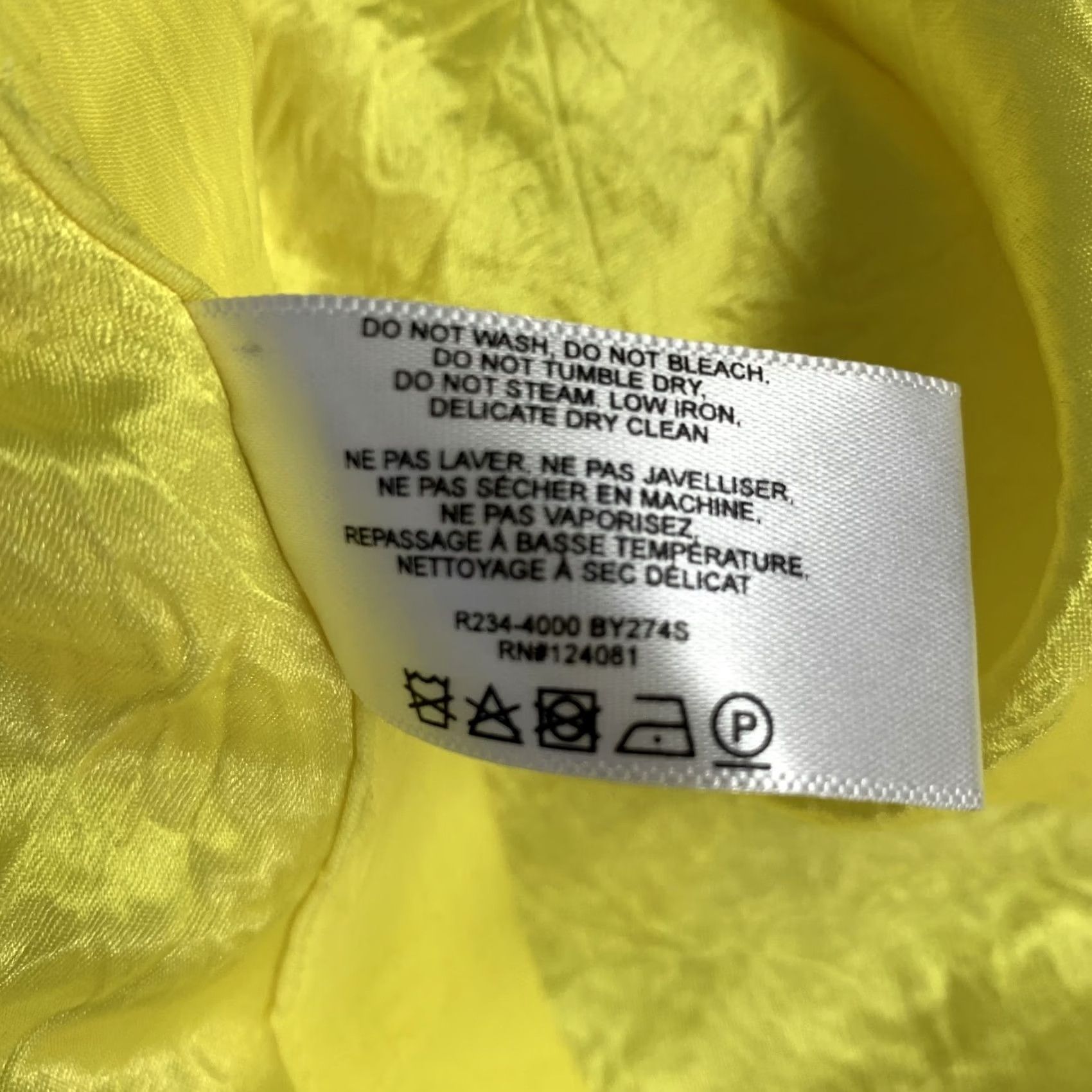 Proenza Schouler PROENZA SCHOULER Shirt L Neon Yellow Wrinkled Acetate Hidden Placket Womens Size L / US 10 / IT 46 - 8 Thumbnail