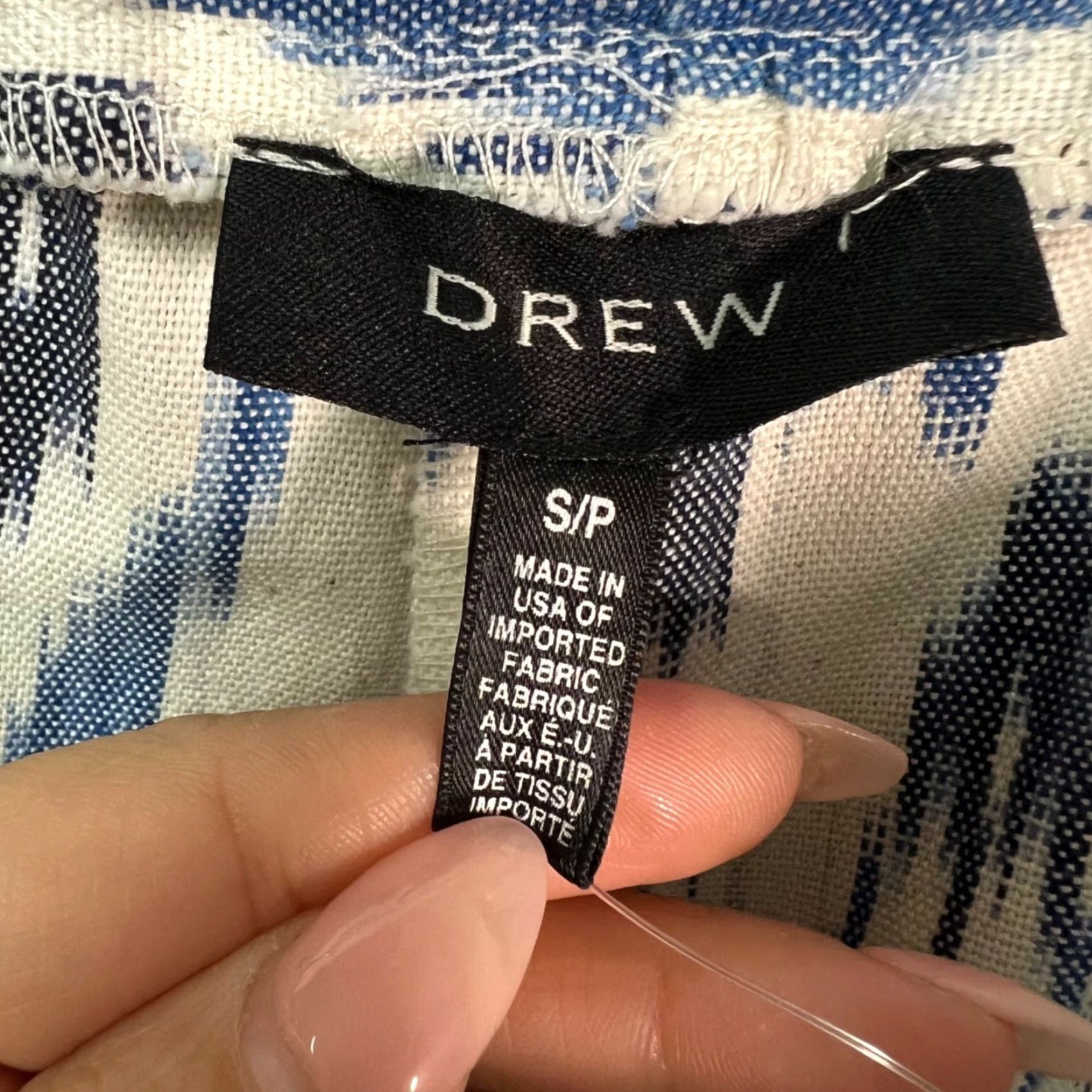 Drew Drew Womens Size Small Blue White Ikat Print Cotton Cropped Straight Pants NEW! Size 28" / US 6 / IT 42 - 3 Thumbnail