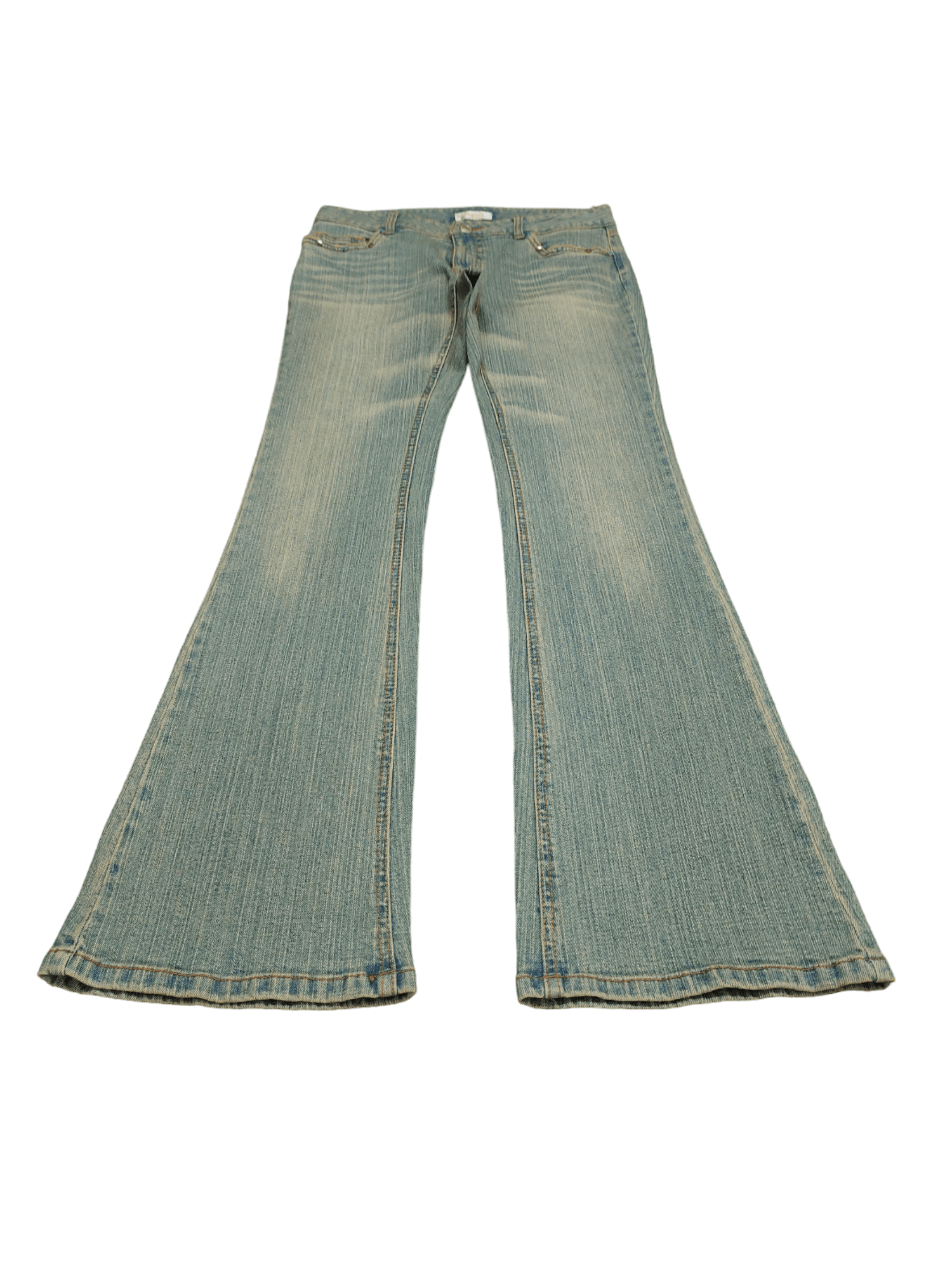 If Six Was Nine Flare Jeans Muuga Distress Faded Boot Cut Y2k Low Rise Size US 30 / EU 46 - 2 Thumbnail
