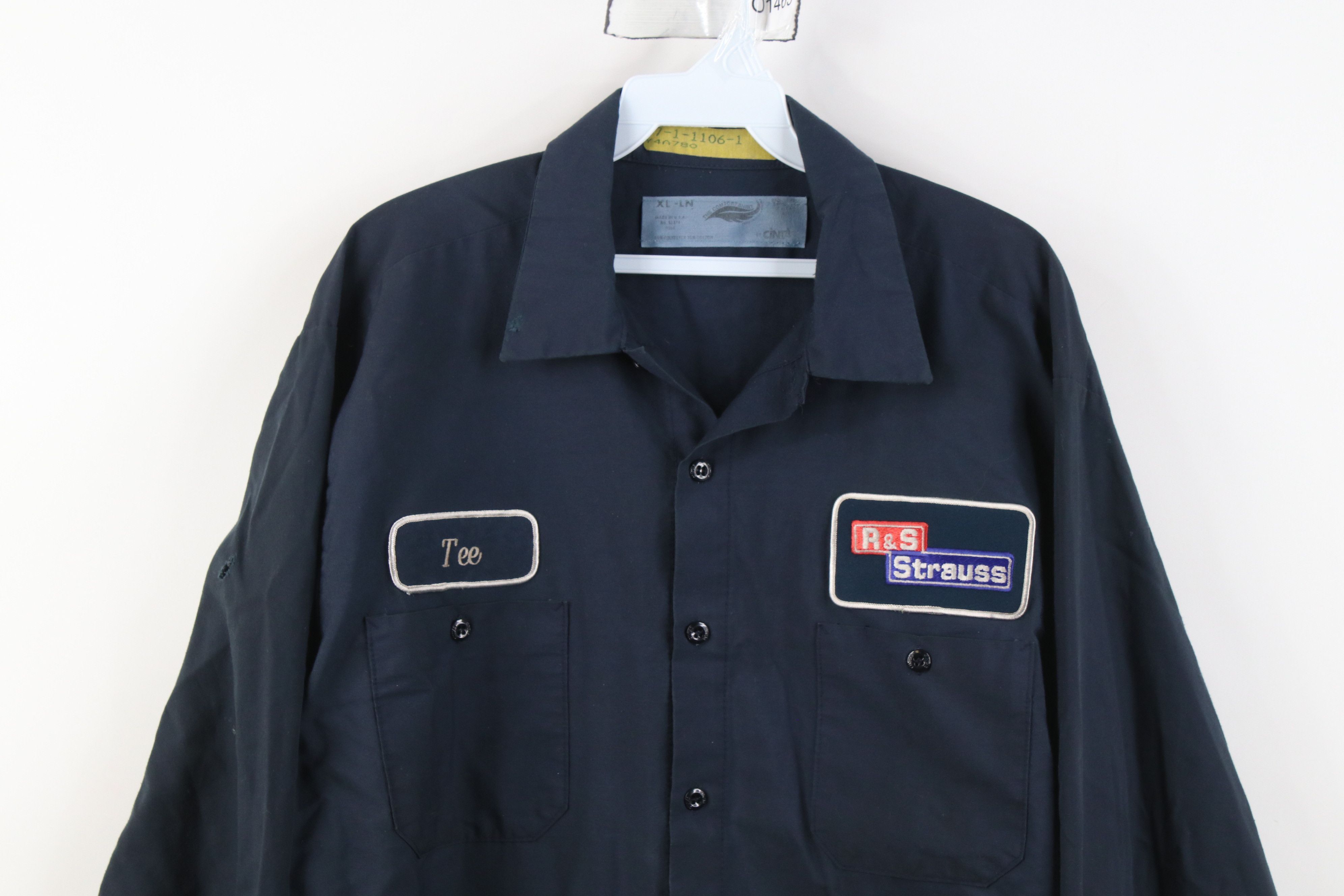 Vintage Vintage 90s Workwear Mechanic Button Shirt Blue USA Size US XL / EU 56 / 4 - 2 Thumbnail