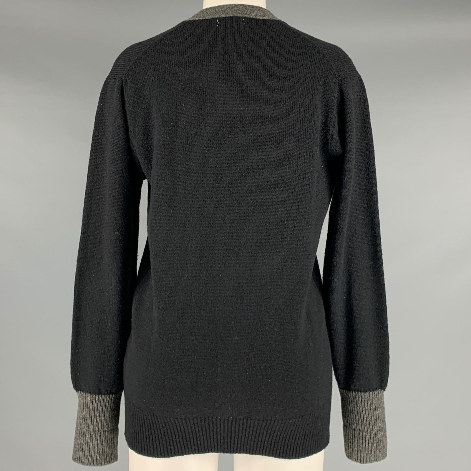 Comme des Garcons 1980s Size S Black Grey Wool Knit Buttoned Cardigan Size S / US 4 / IT 40 - 3 Thumbnail