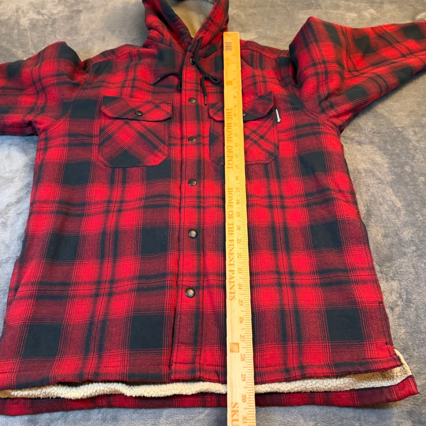 Vintage Wolverine Shirt Jacket Mens M Red Black Plaid Sherpa Lined Hooded Insulated Quilted Cotton Blend 60% Cotton 40% Polyester Size US M / EU 48-50 / 2 - 7 Thumbnail