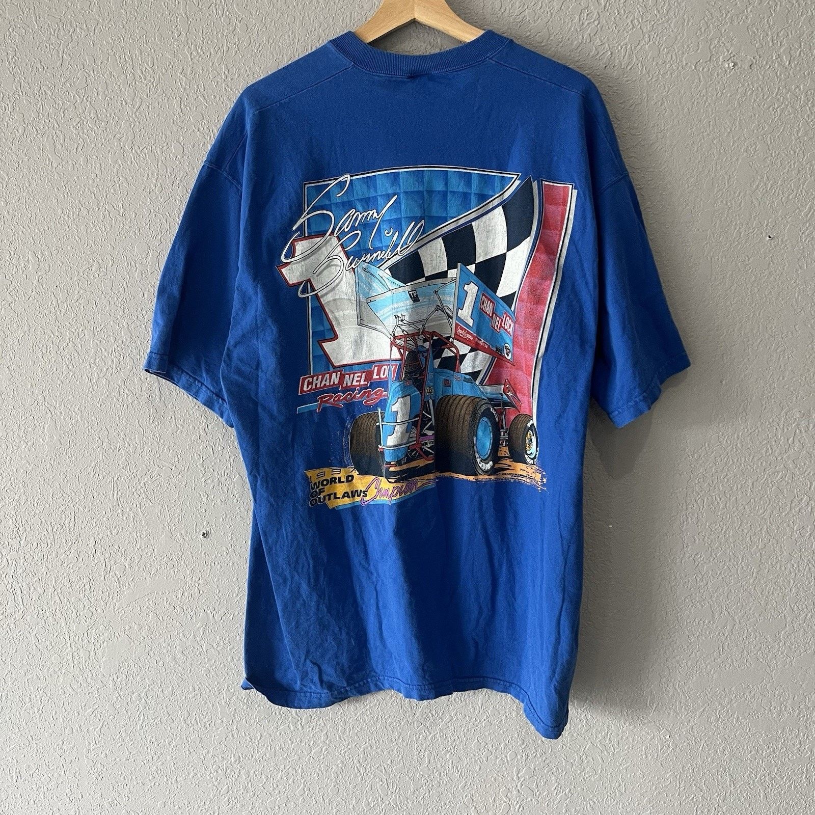 Fruit Of The Loom Vintage Blue World Of Outlaws Racing Tshirt Men’s XL Sports Size US XL / EU 56 / 4 - 5 Thumbnail