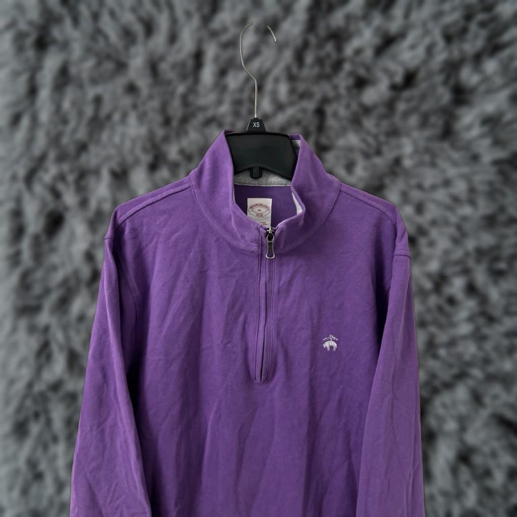 Brooks Brothers Brooks Brothers 1/4 Zip Mens Medium Purple Cotton Pullover Sweatshirt L/S Shirt Pullover Size US M / EU 48-50 / 2 - 1 Thumbnail