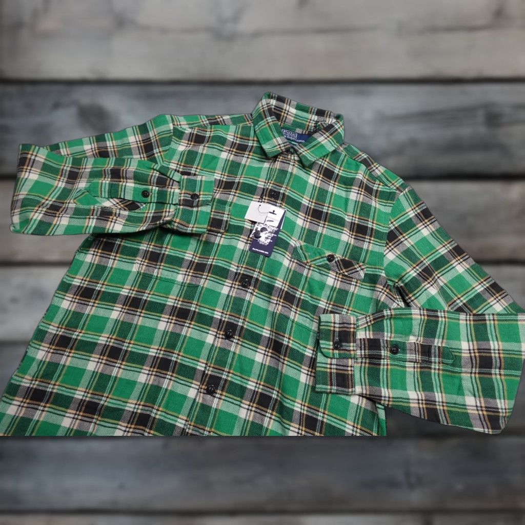 Polo Ralph Lauren Polo Ralph Lauren Twill Button-Up Shirt Mens Large Green Plaid Chin Strap NEW* Size US L / EU 52-54 / 3 - 1 Thumbnail