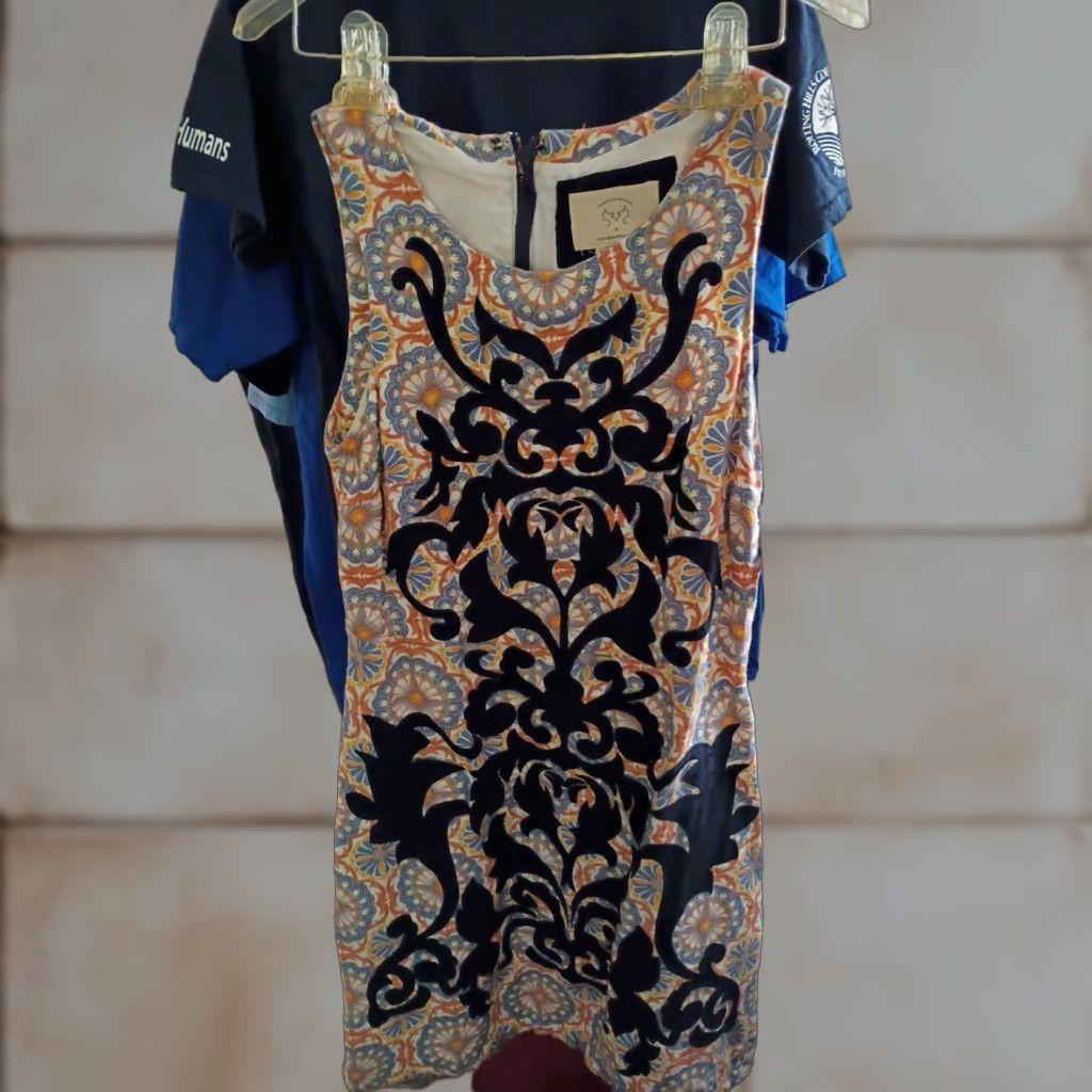 Anthropologie ANTHROPOLOGIE Vanessa Virginia Embroidered Tribal Floral Shift Dress Green Size 4 Size S / US 4 / IT 40 - 1 Thumbnail