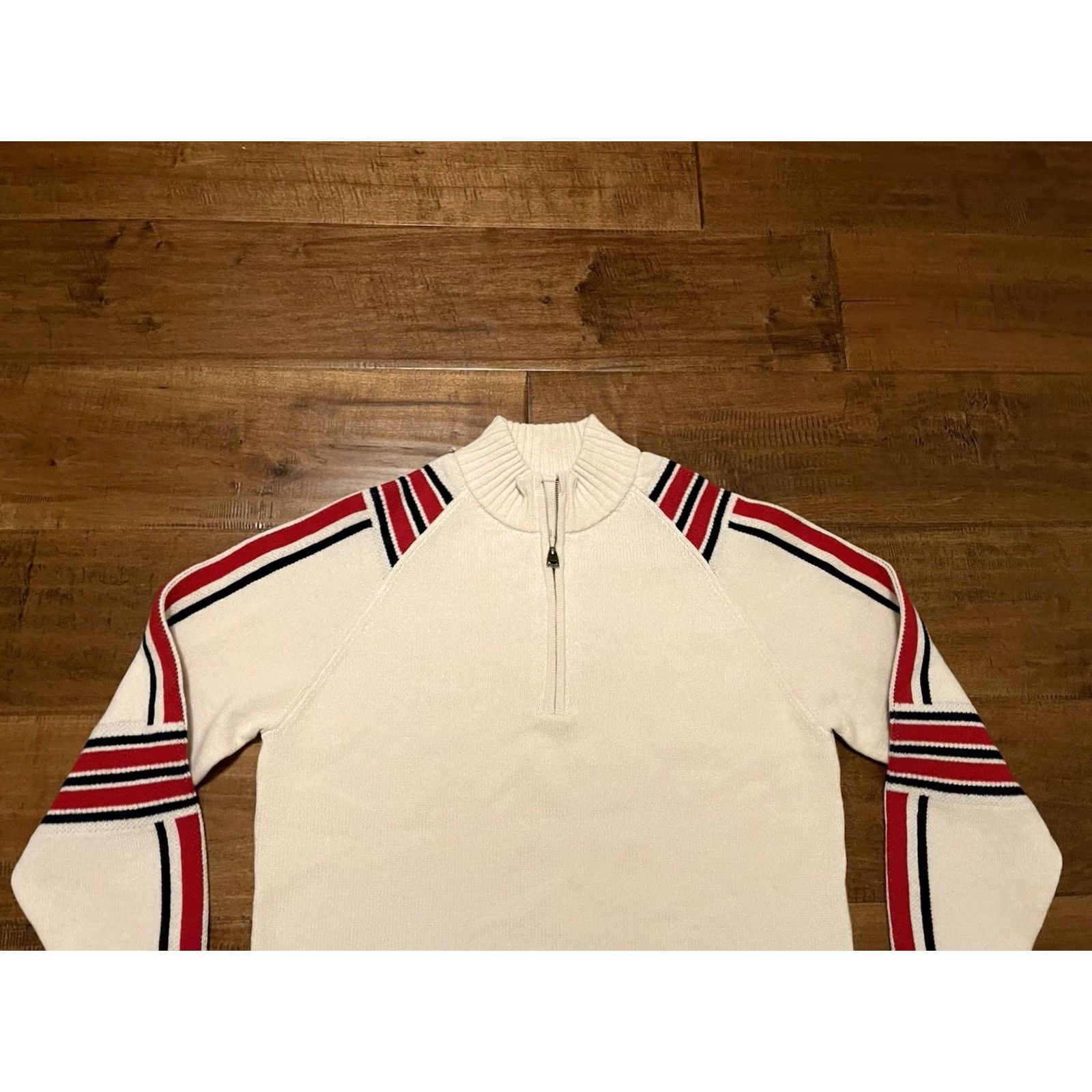 Vintage Alps & Meters Alpine Slalom Knit Ski Sweater Ivory Merino Wool Cashmere -Men's L Knit Sweater Pullover Mock Neck Long Sleeve Casual Winter Skiing Mens Size US L / EU 52-54 / 3 - 2 Thumbnail