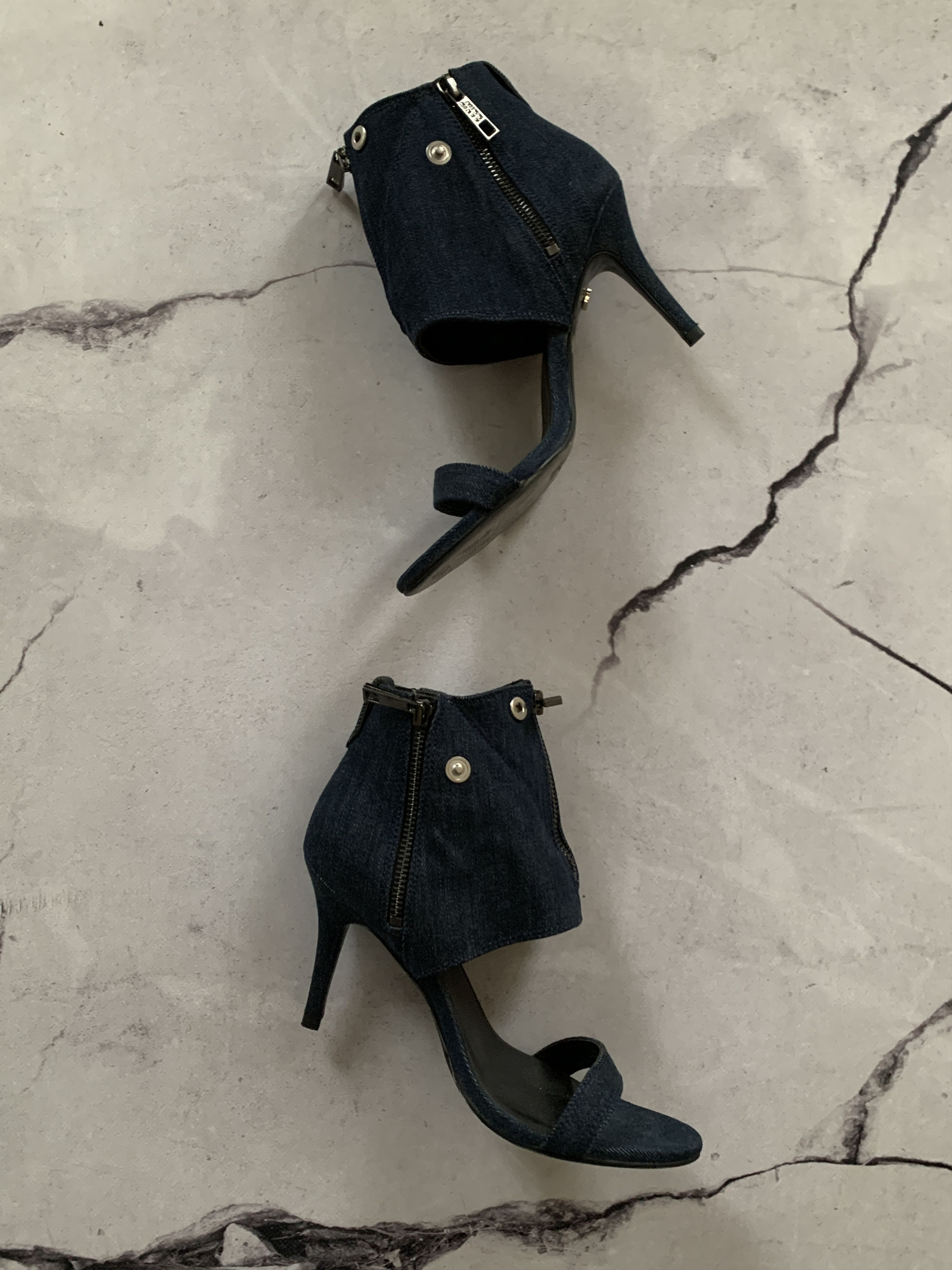 Miss Sixty Miss Sixty Blue Denim Ankle High Heels Zipper Y2K Grunge Size US 8.5 / IT 38.5 - 4 Thumbnail
